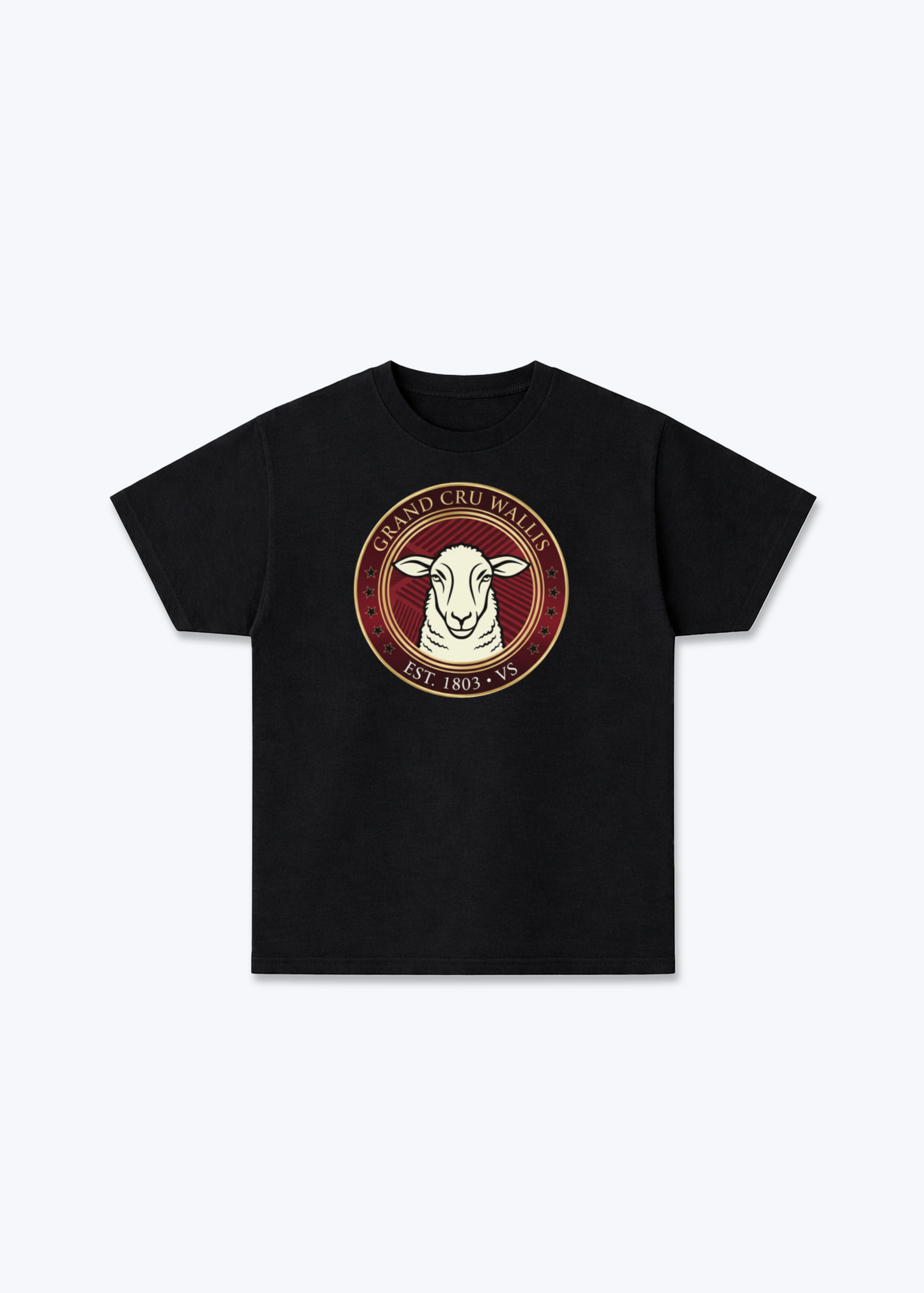 Wallis Grand Cru Heritage Tee - Black Front (Designed)