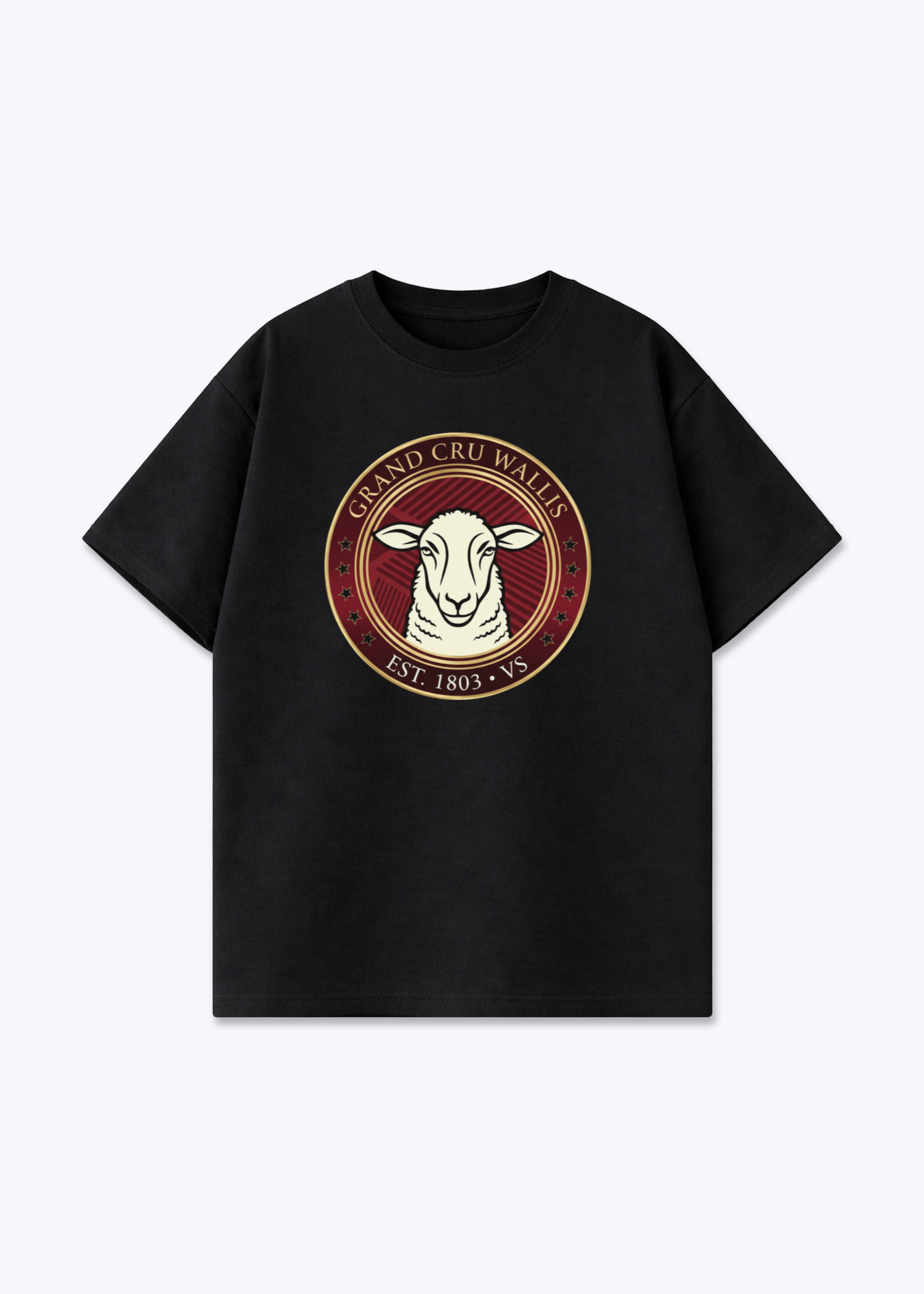 Wallis Grand Cru Heritage Tee - Black Front (Designed)