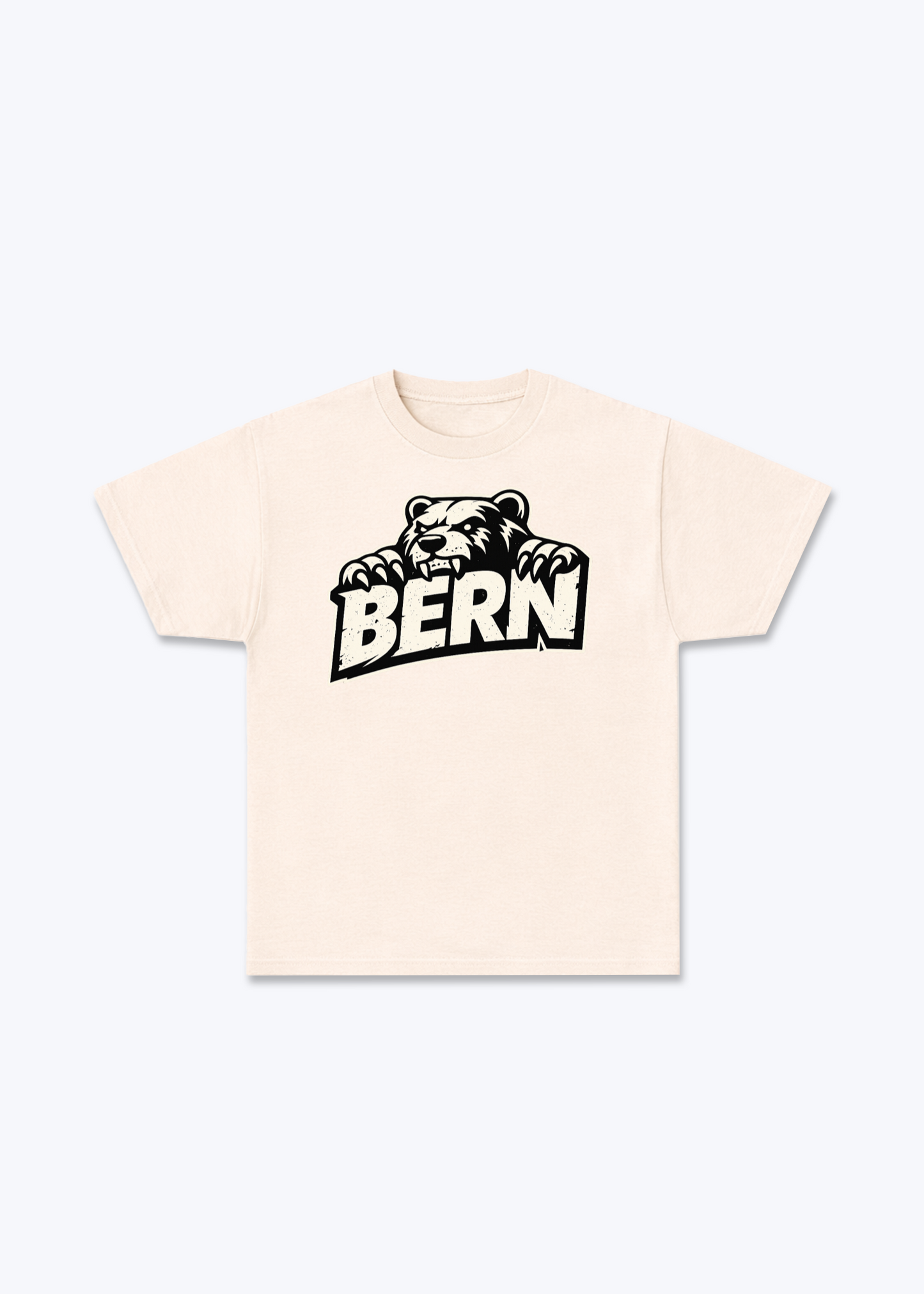 Bern Bear Statement Tee - Beige Front (Designed)