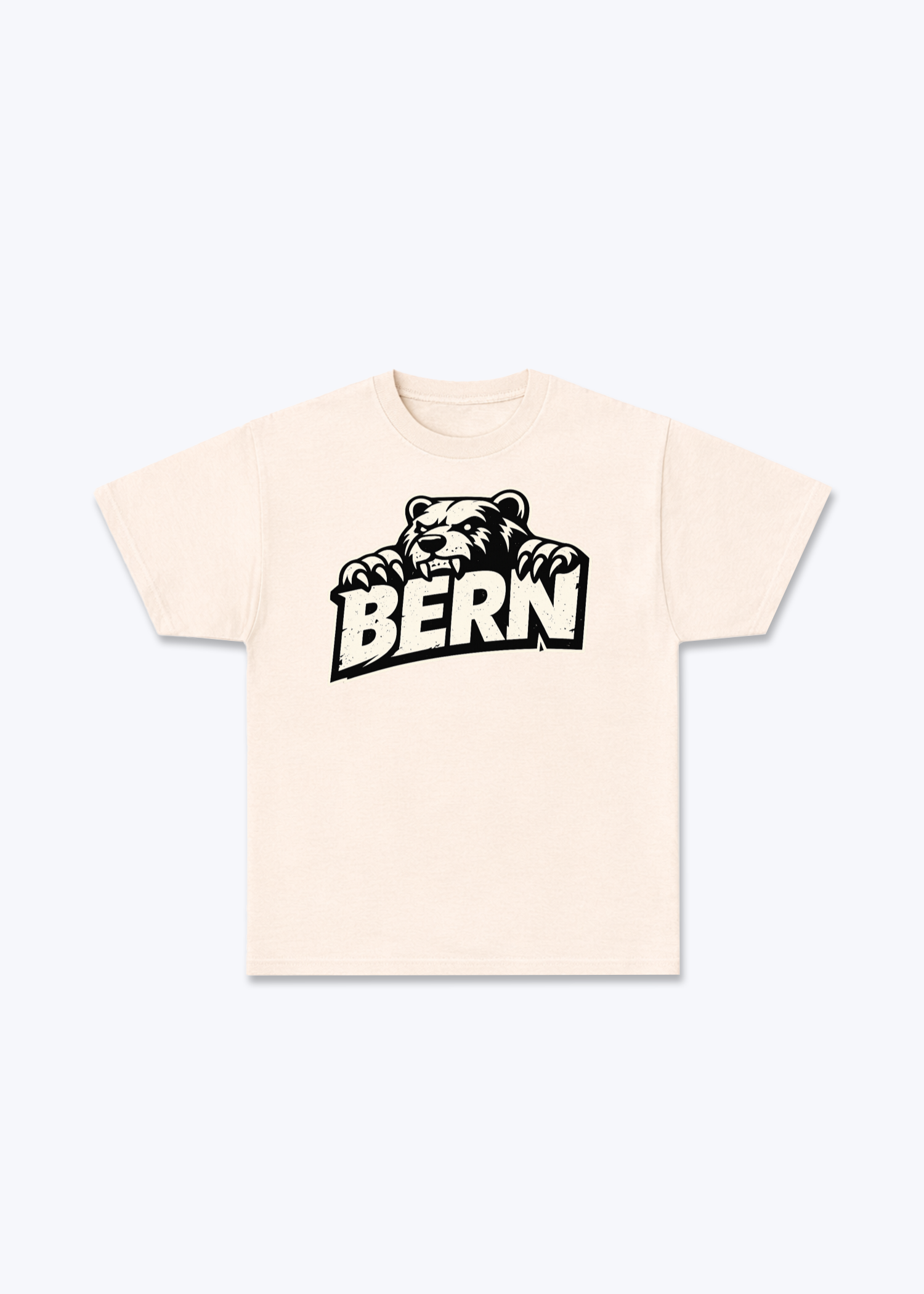 Bern Bear Statement Tee - Beige Front (Designed)