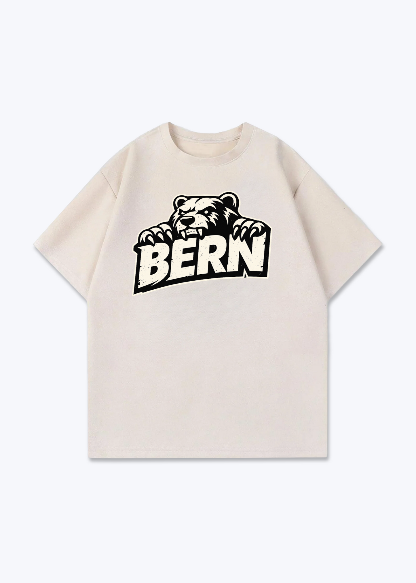 Bern Bear Statement Tee - Beige Front (Designed)