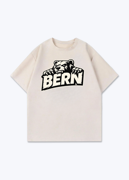 Bern Bear Statement Tee - Beige Front (Designed)