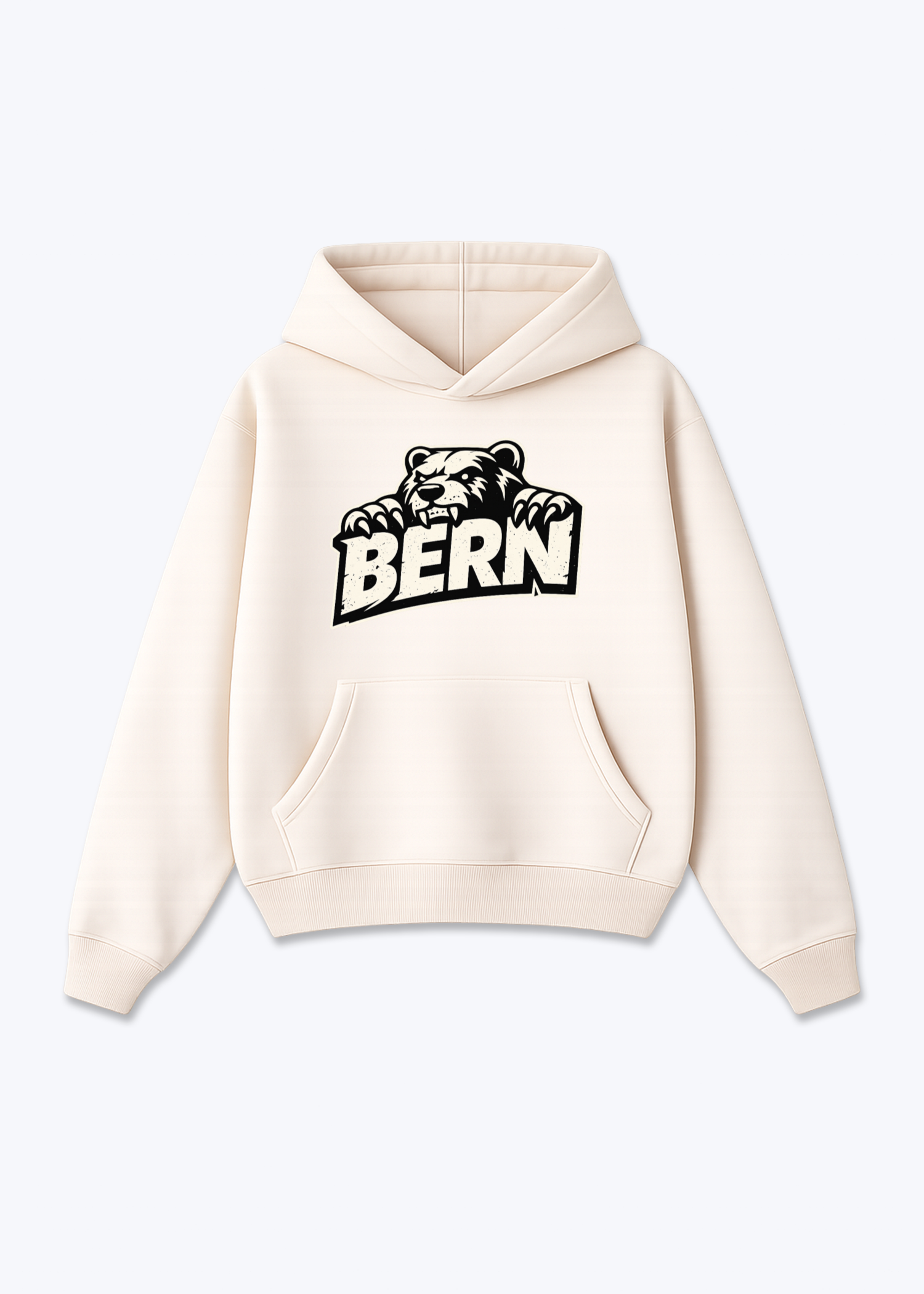 Bern Bear Statement Tee - Beige Front (Designed)