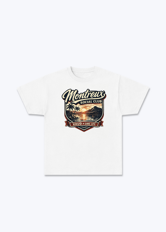 Vaud Montreux Social Club Tee - White Front (Designed)
