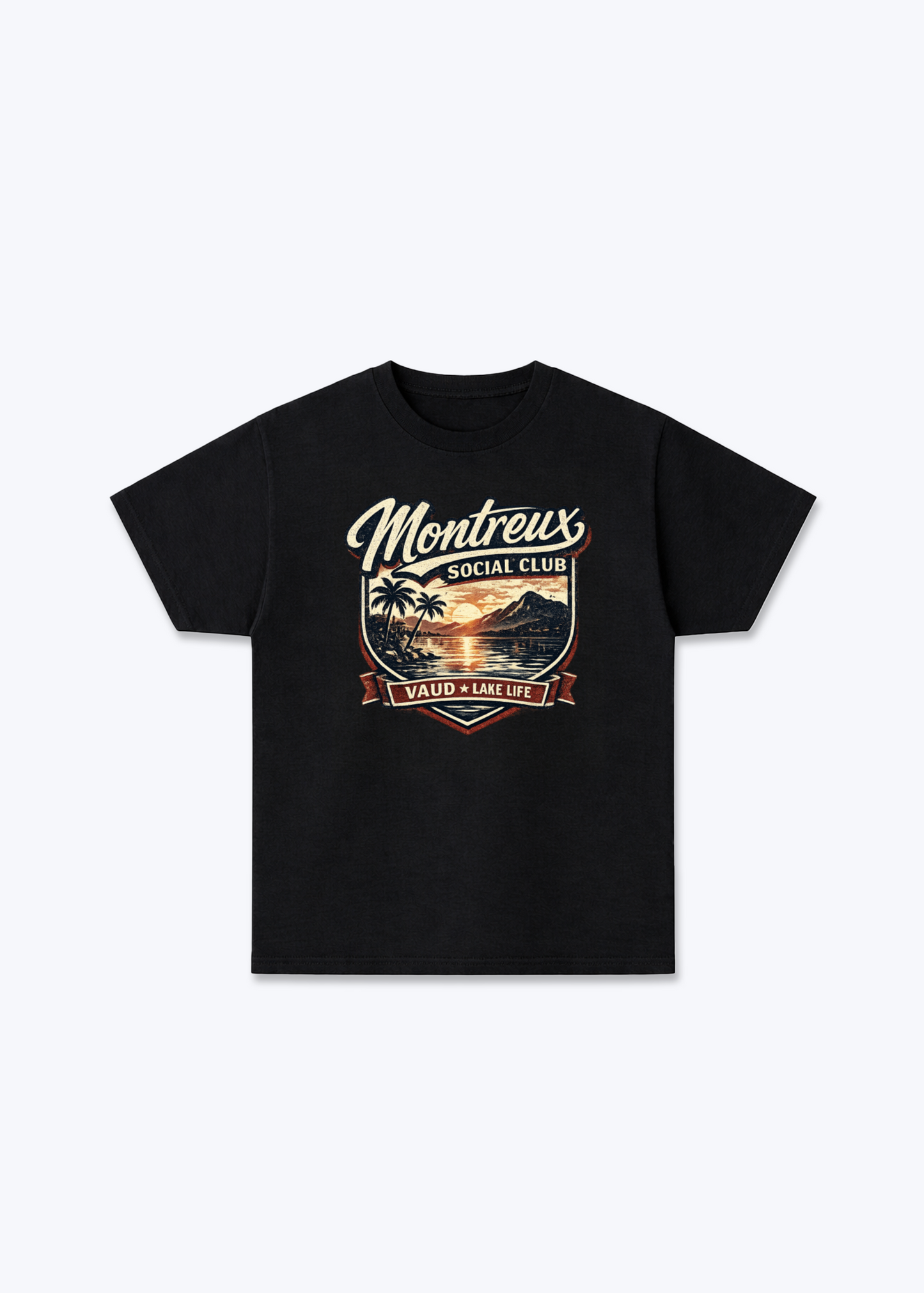 Vaud Montreux Social Club Tee - Black Front (Designed)