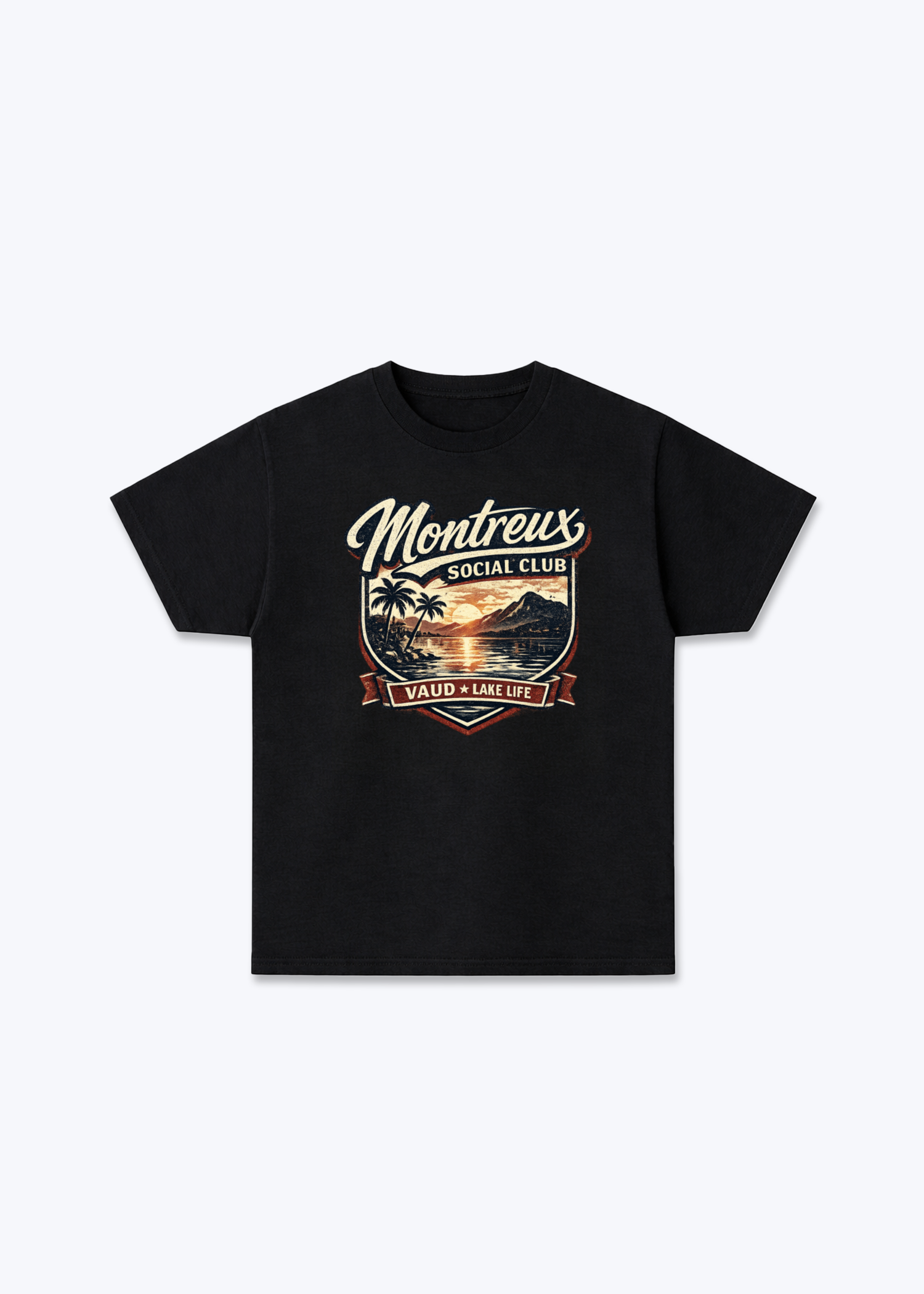 Vaud Montreux Social Club Tee - Black Front (Designed)