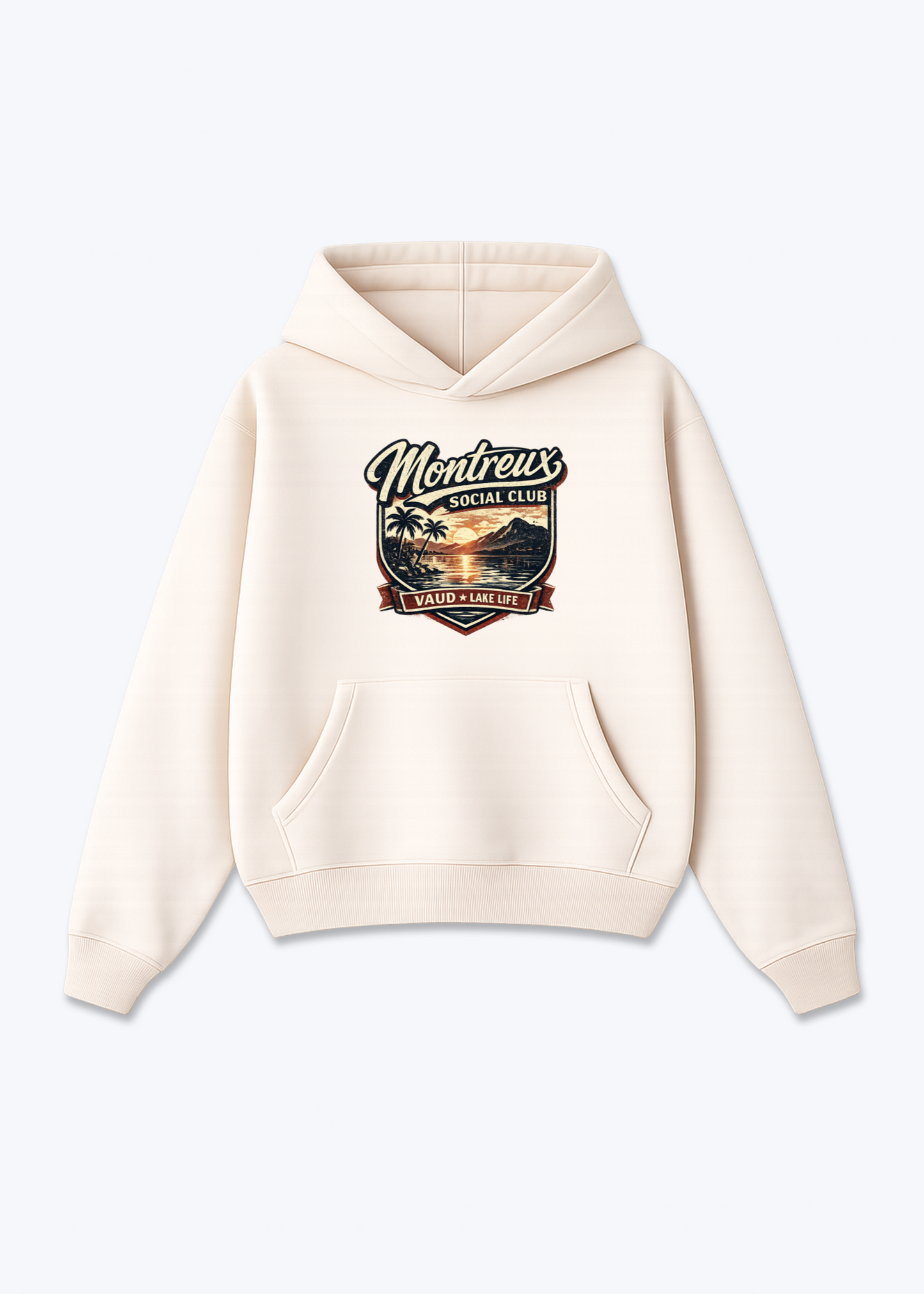 Vaud Montreux Social Club Tee - Beige Front (Designed)