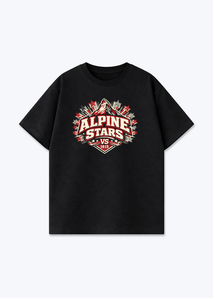 Wallis Alpine Stars Tee - Black Front (Designed)