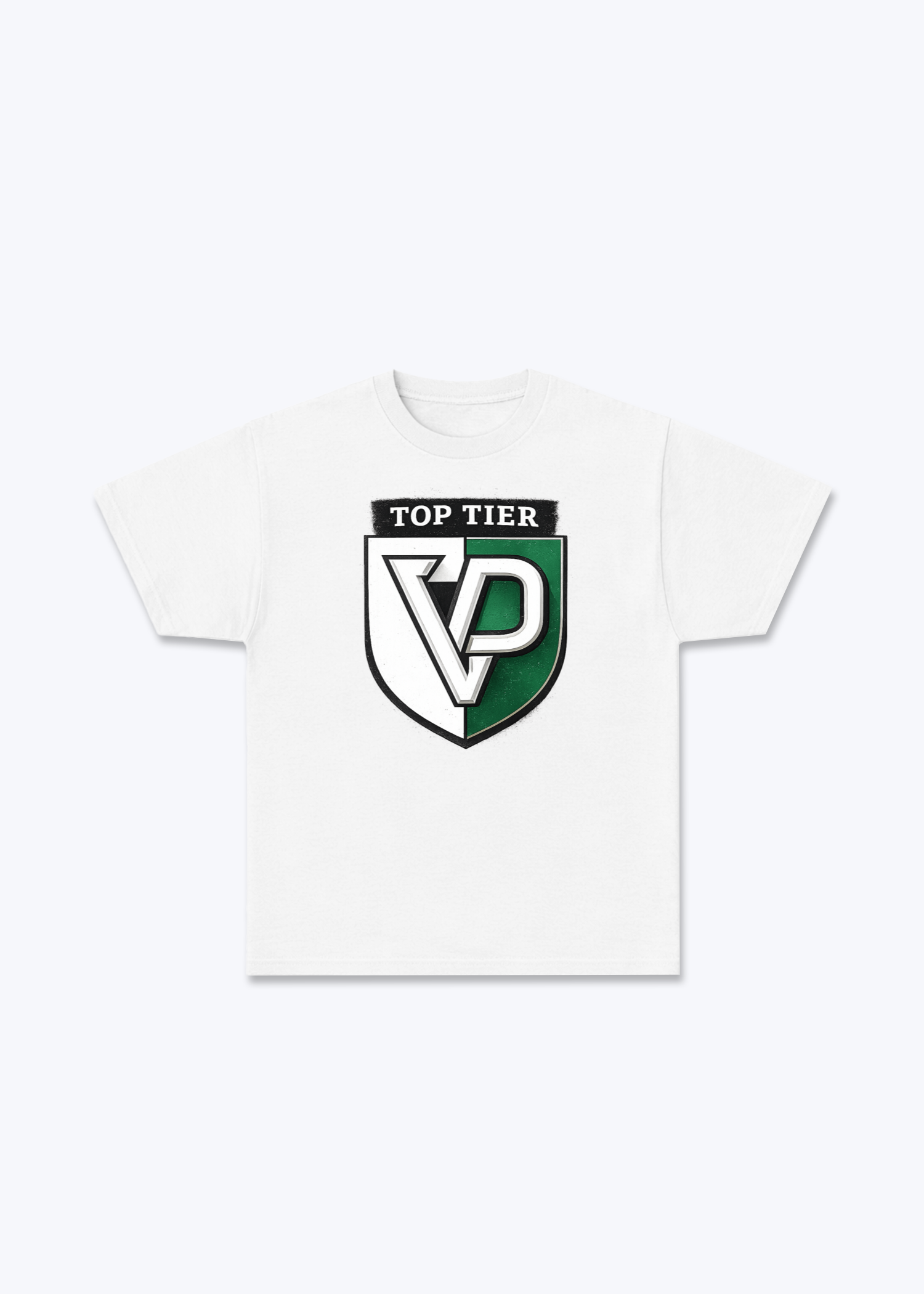 Vaud Top Tier Emblem Tee - White Front (Designed)