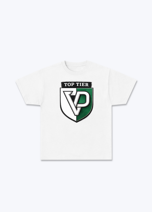 Vaud Top Tier Emblem Tee - White Front (Designed)