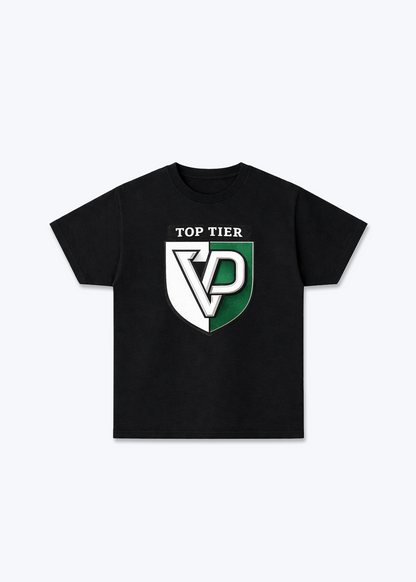 Vaud Top Tier Emblem Tee - Black Front (Designed)