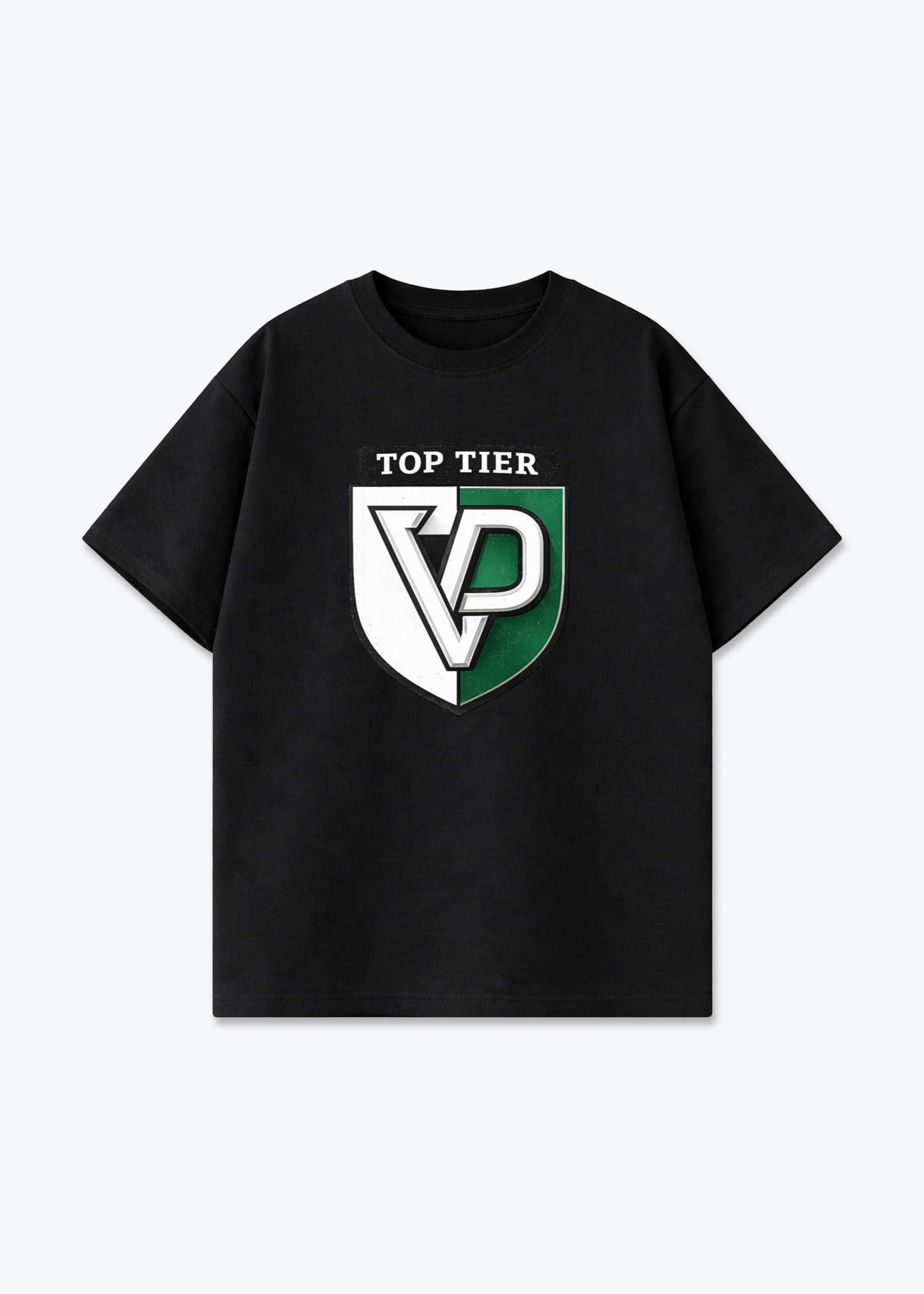 Vaud Top Tier Emblem Tee - Black Front (Designed)