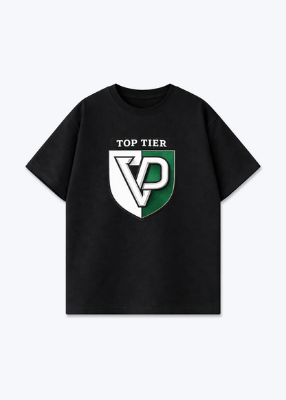Vaud Top Tier Emblem Tee - Black Front (Designed)