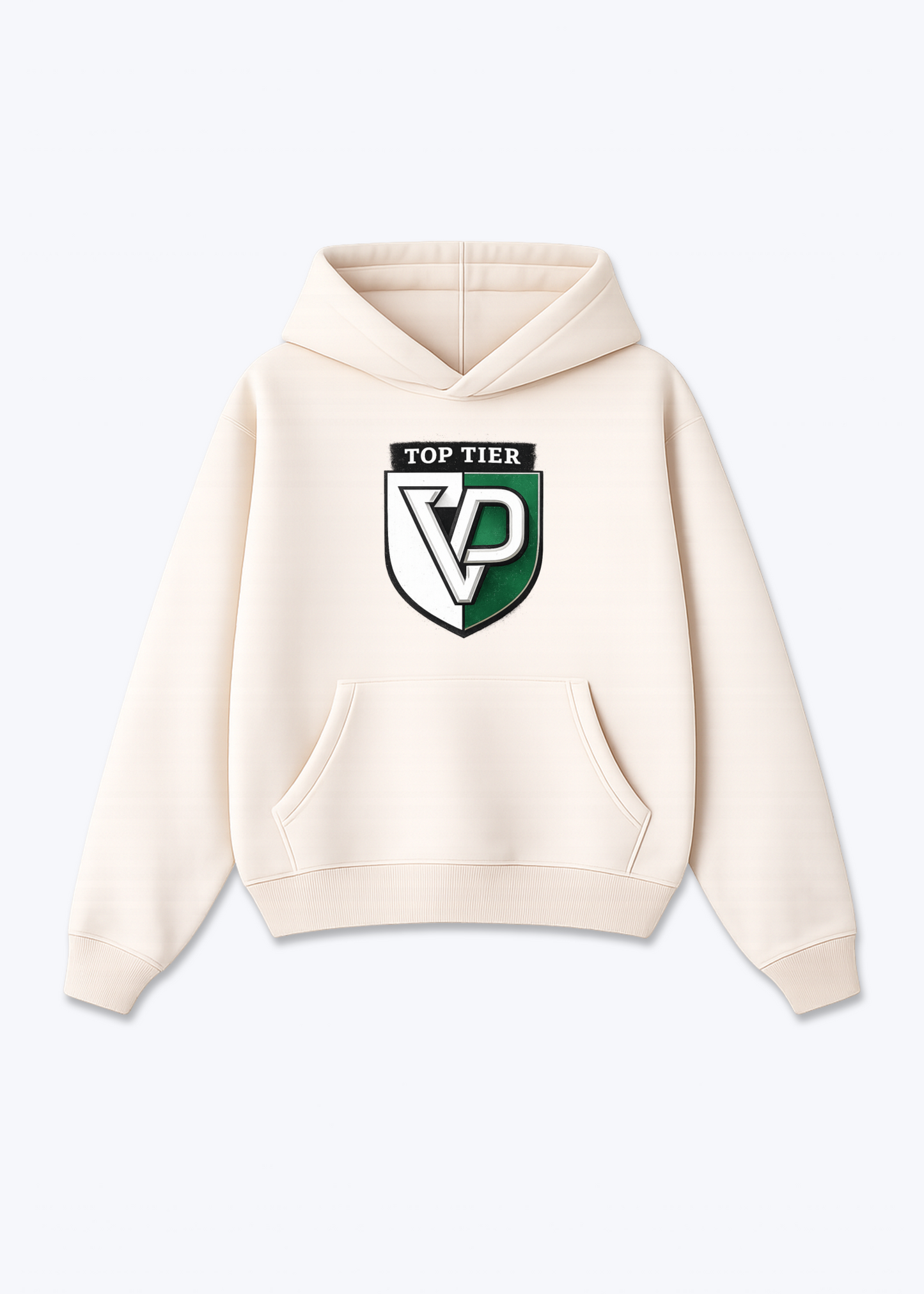 Vaud Top Tier Emblem Tee - Beige Front (Designed)