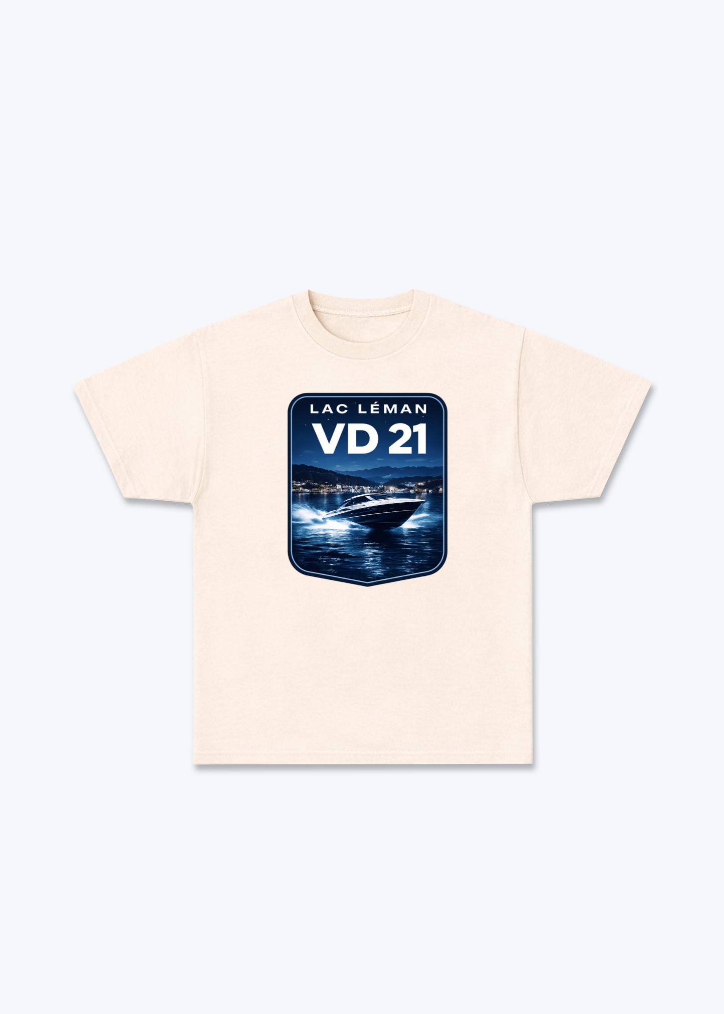Vaud Lac Leman Tee - Beige Front (Designed)