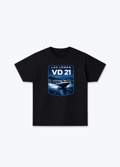 Vaud Lac Leman Tee - Black Front (Designed)