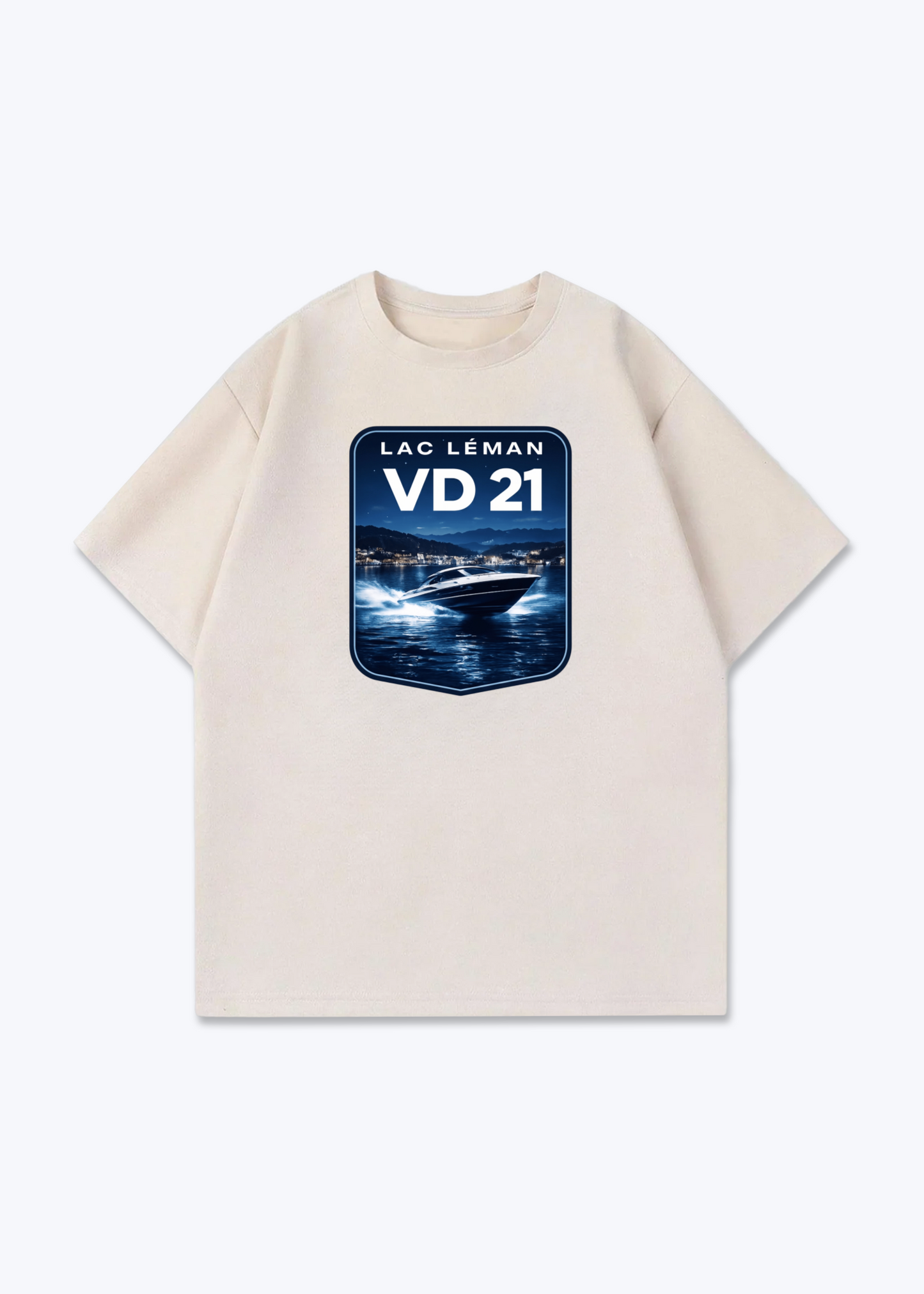 Vaud Lac Leman Tee - Beige Front (Designed)