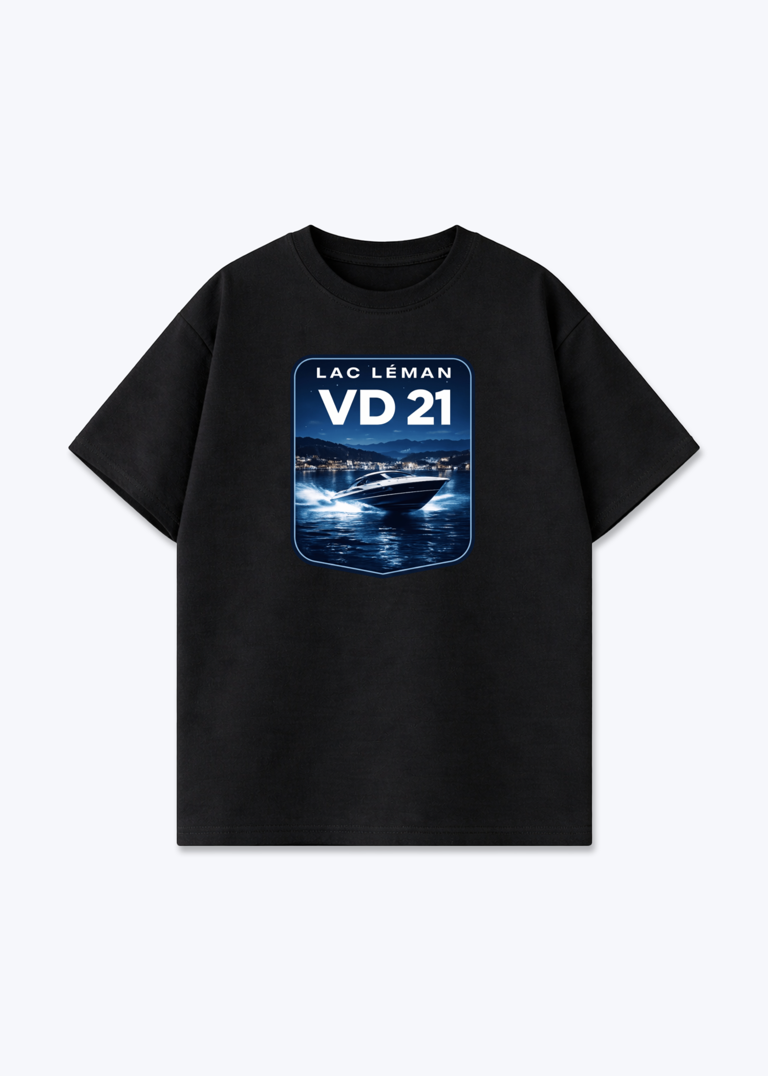 Vaud Lac Leman Tee - Black Front (Designed)