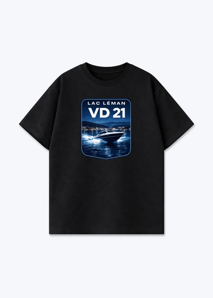 Vaud Lac Leman Tee - Black Front (Designed)