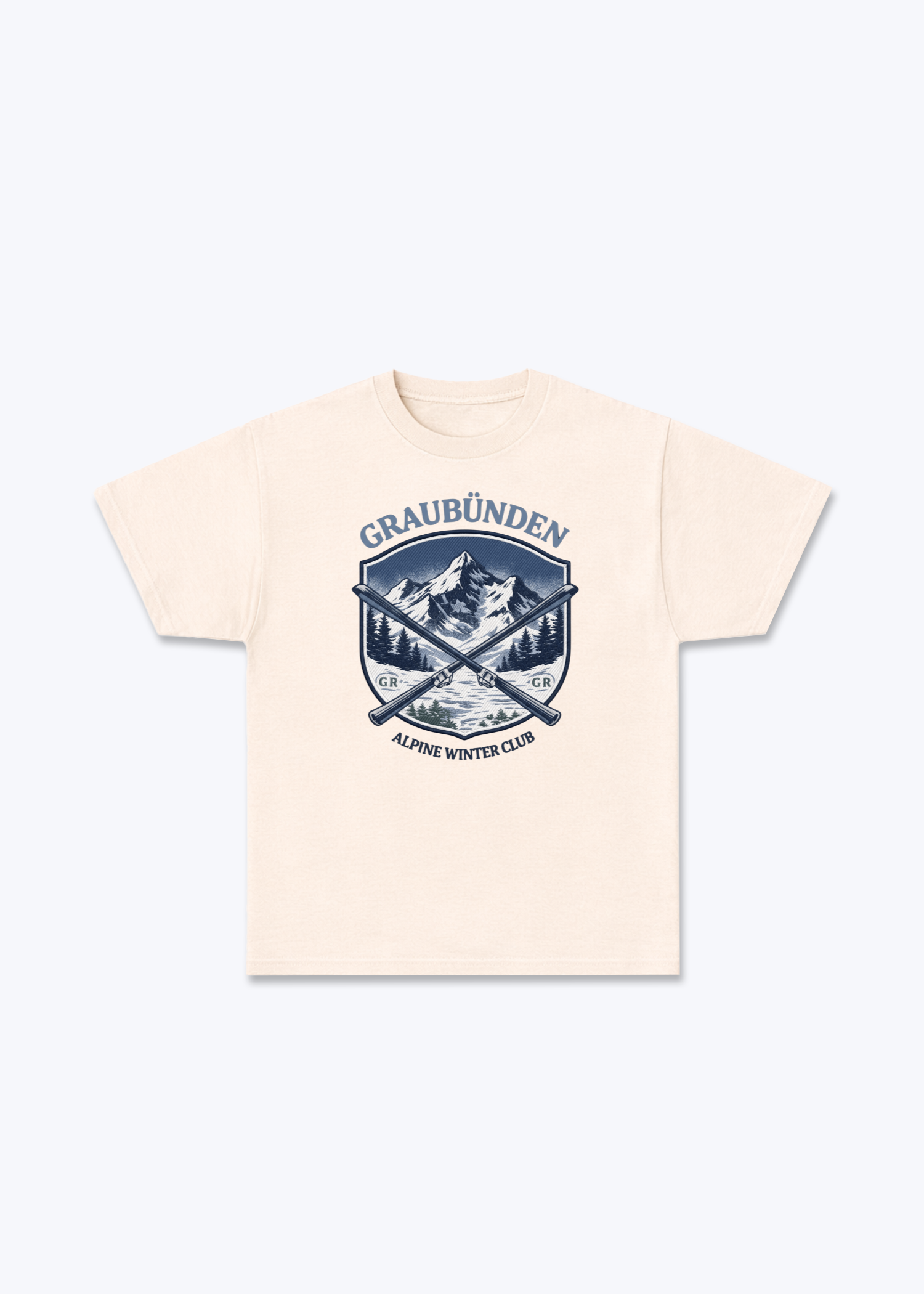 Graubünden Alpine Club Tee - Beige Front (Designed)