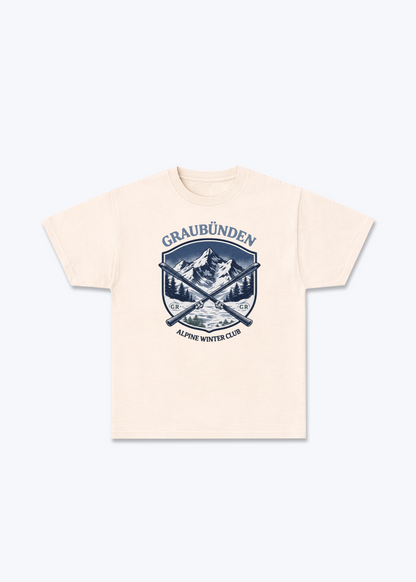 Graubünden Alpine Club Tee - Beige Front (Designed)