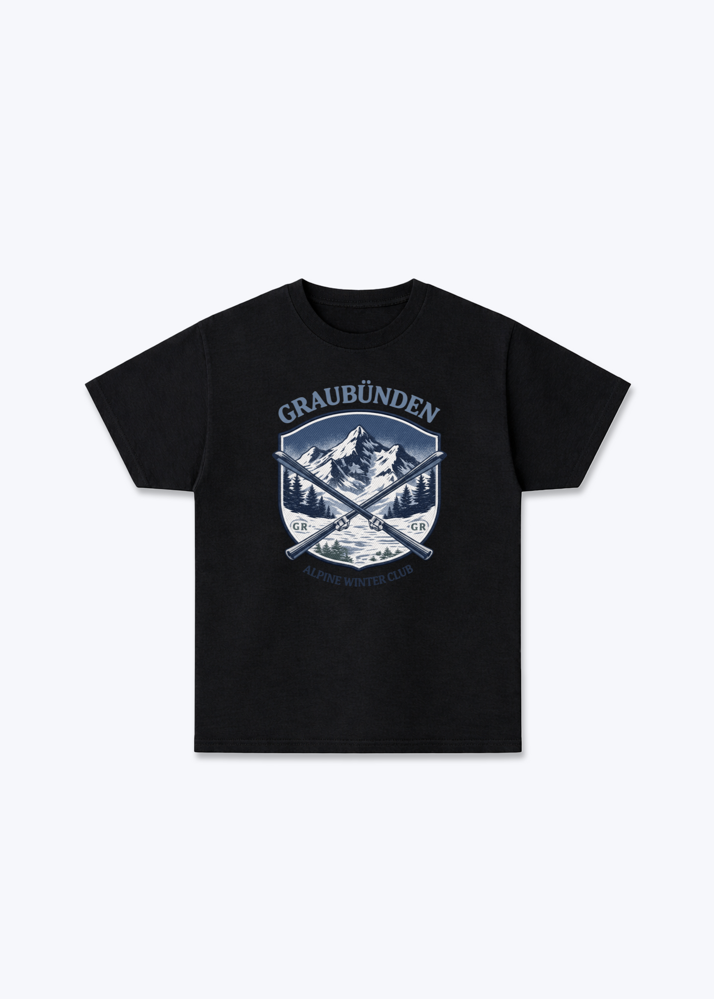 Graubünden Alpine Club Tee - Black Front (Designed)
