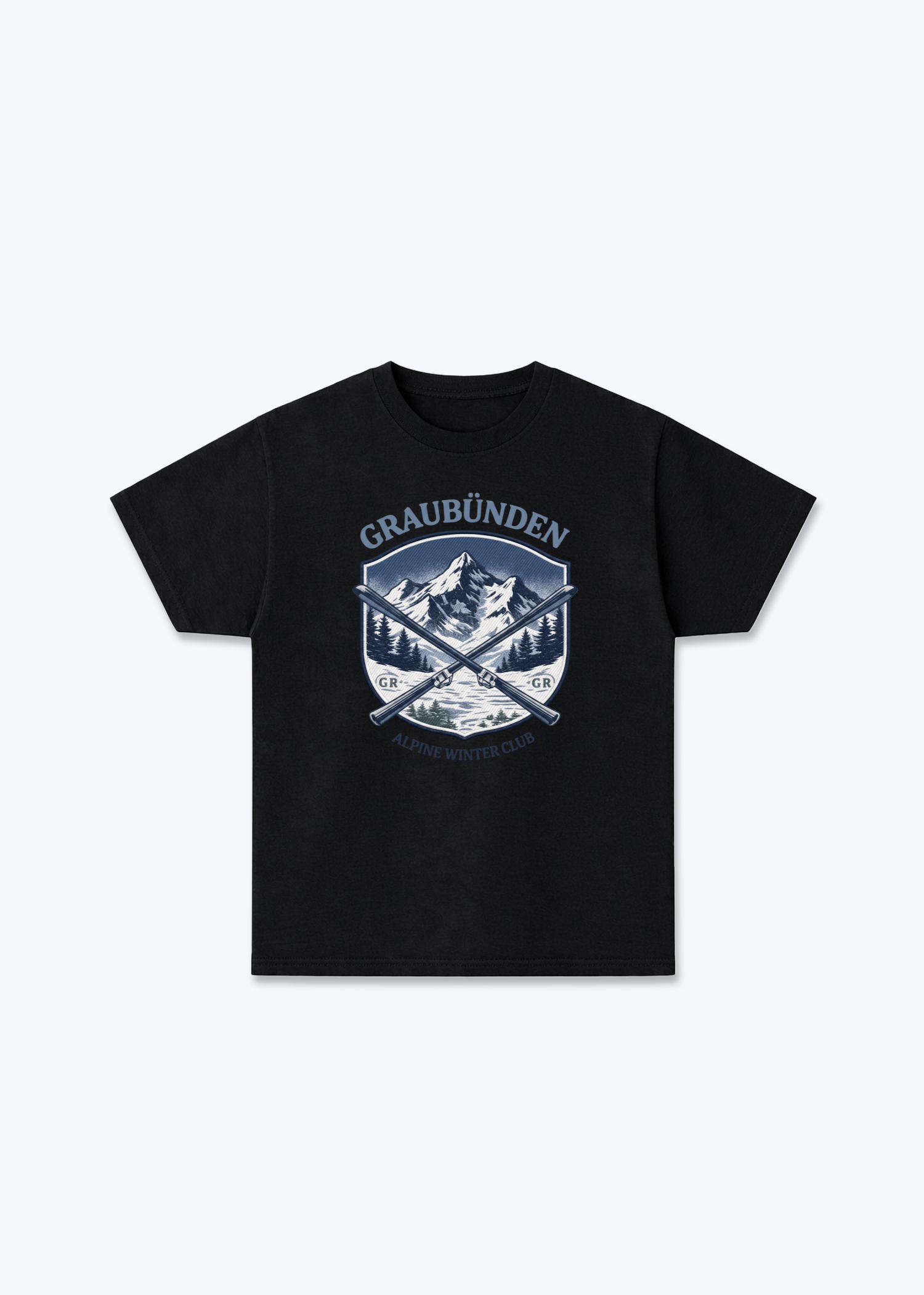 Graubünden Alpine Club Tee - Black Front (Designed)
