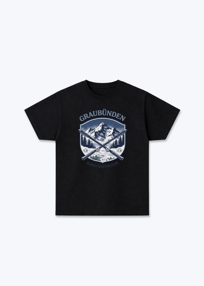 Graubünden Alpine Club Tee - Black Front (Designed)