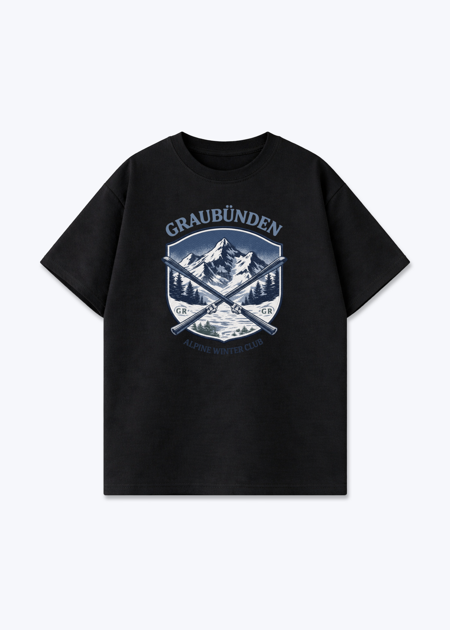 Graubünden Alpine Club Tee - Black Front (Designed)