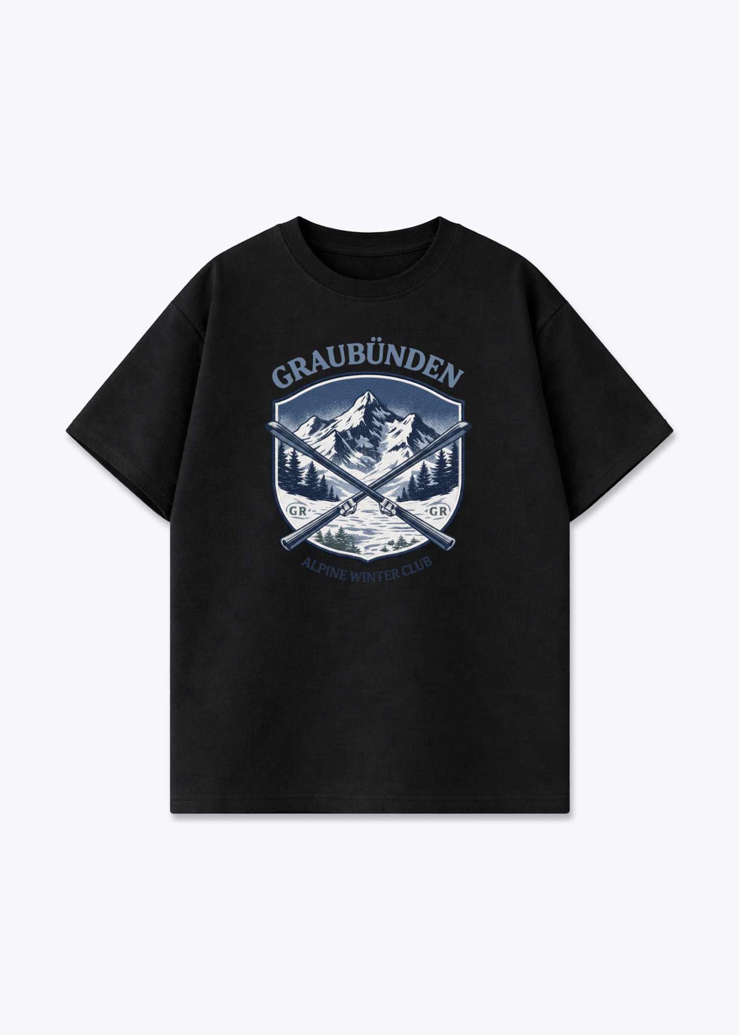 Graubünden Alpine Club Tee - Black Front (Designed)