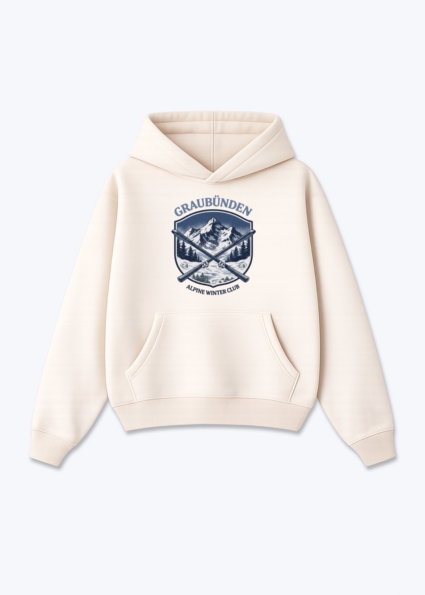 Graubünden Alpine Club Tee - Beige Front (Designed)