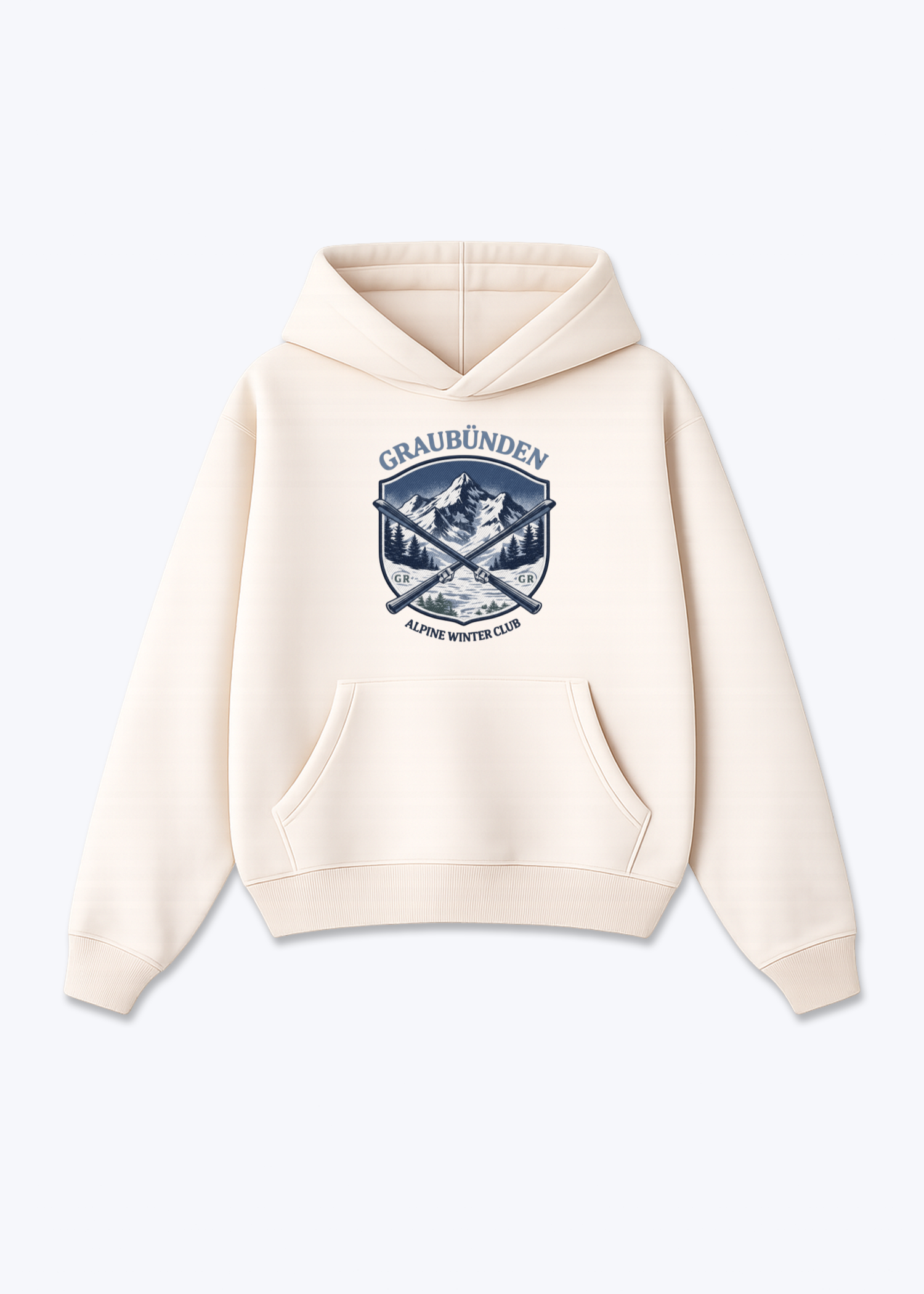 Graubünden Alpine Club Tee - Beige Front (Designed)