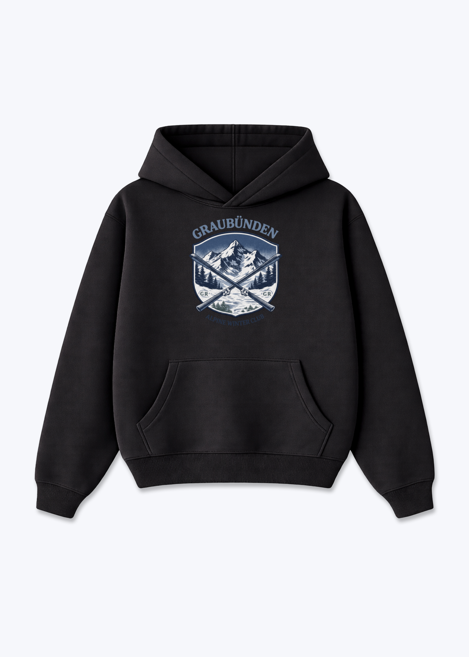 Graubünden Alpine Club Tee - Black Front (Designed)