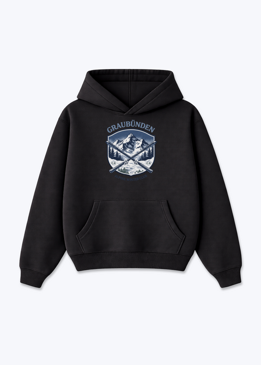 Graubünden Alpine Club Tee - Black Front (Designed)