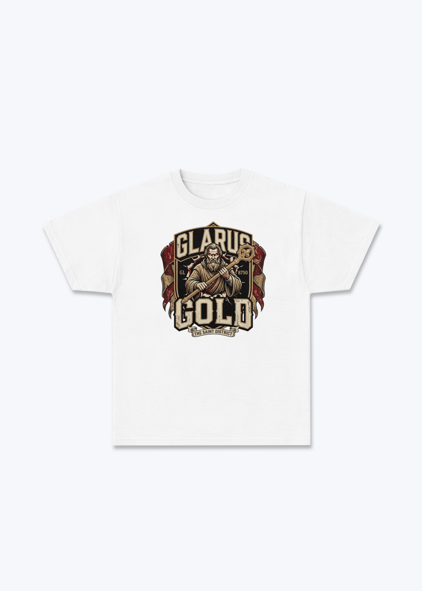 Glarus Gold 8750 Tee - White Front (Designed)