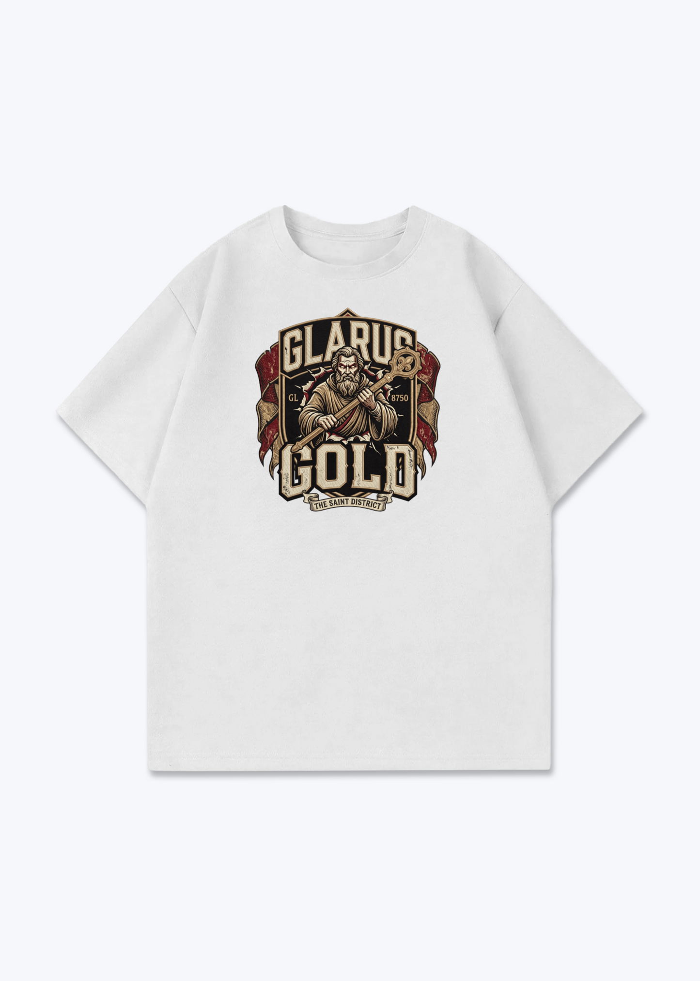 Glarus Gold 8750 Tee - White Front (Designed)