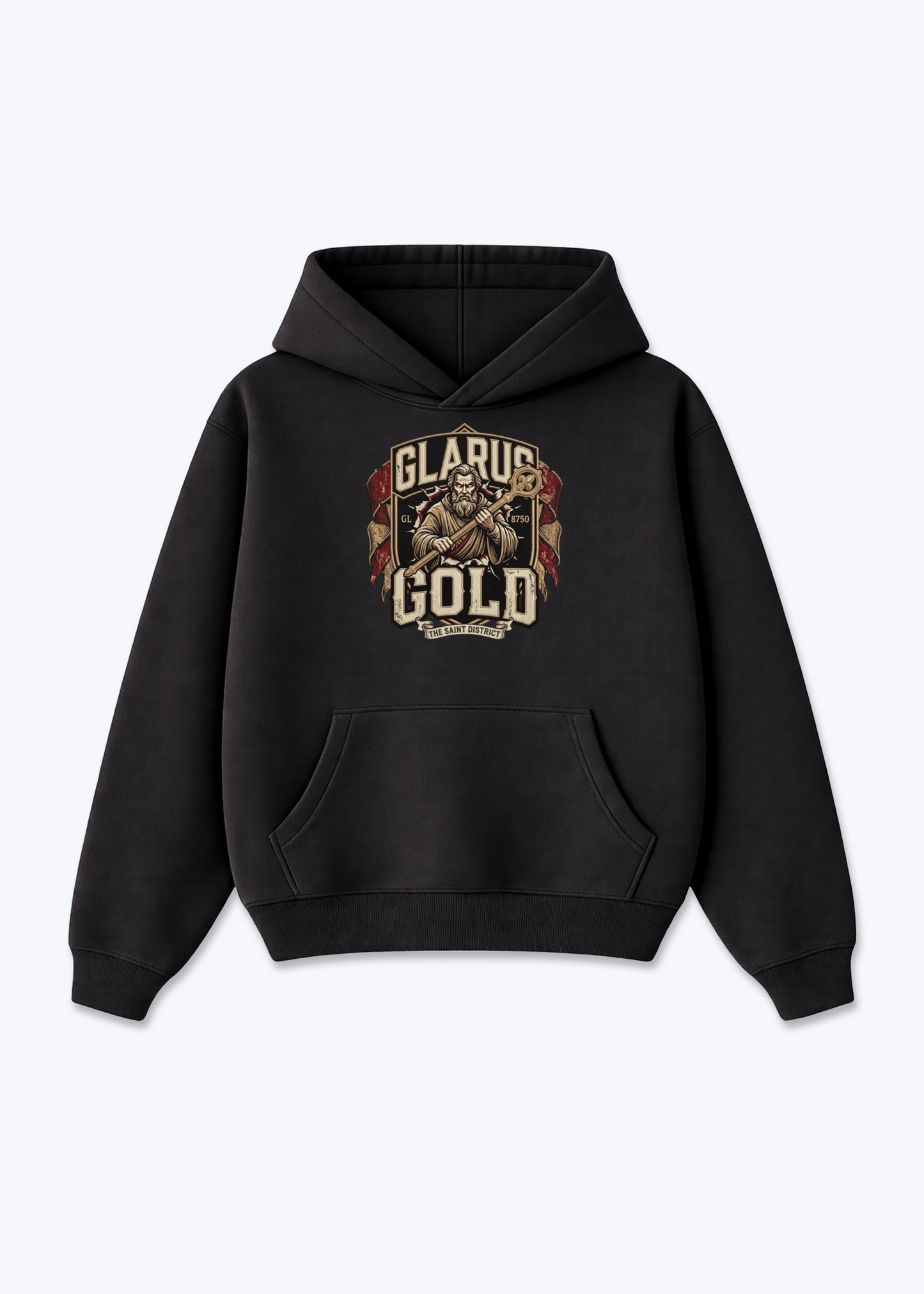 Glarus Gold 8750 Tee - Black Front (Designed)