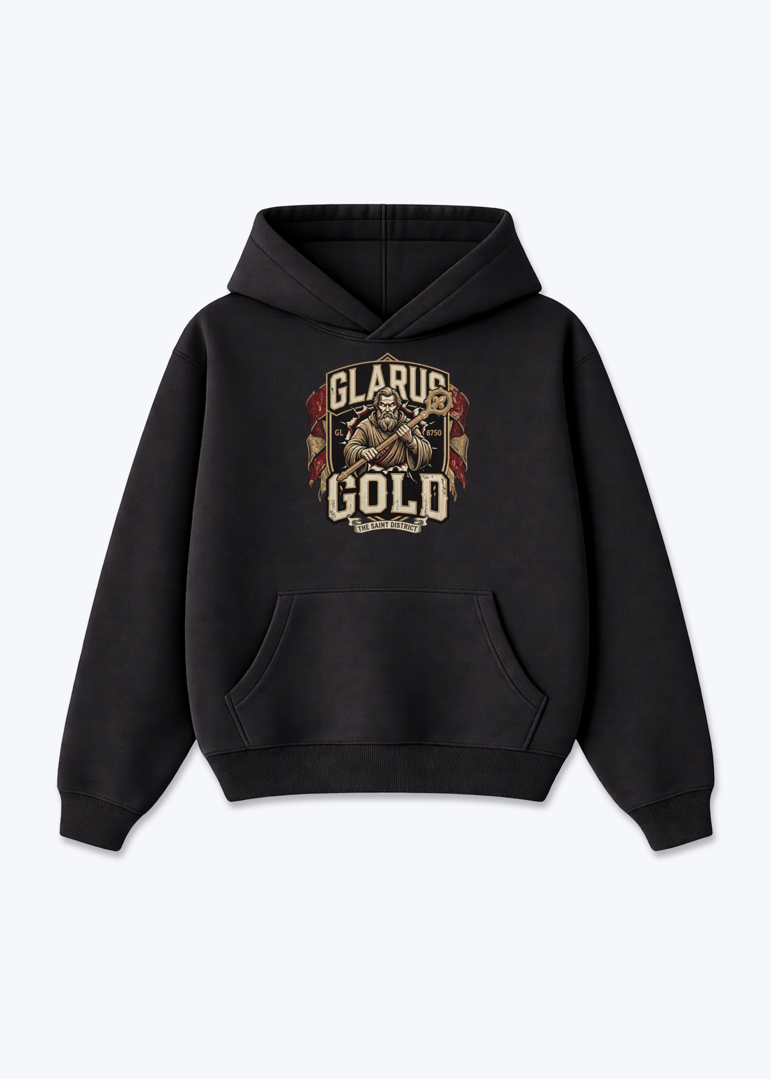Glarus Gold 8750 Tee - Black Front (Designed)