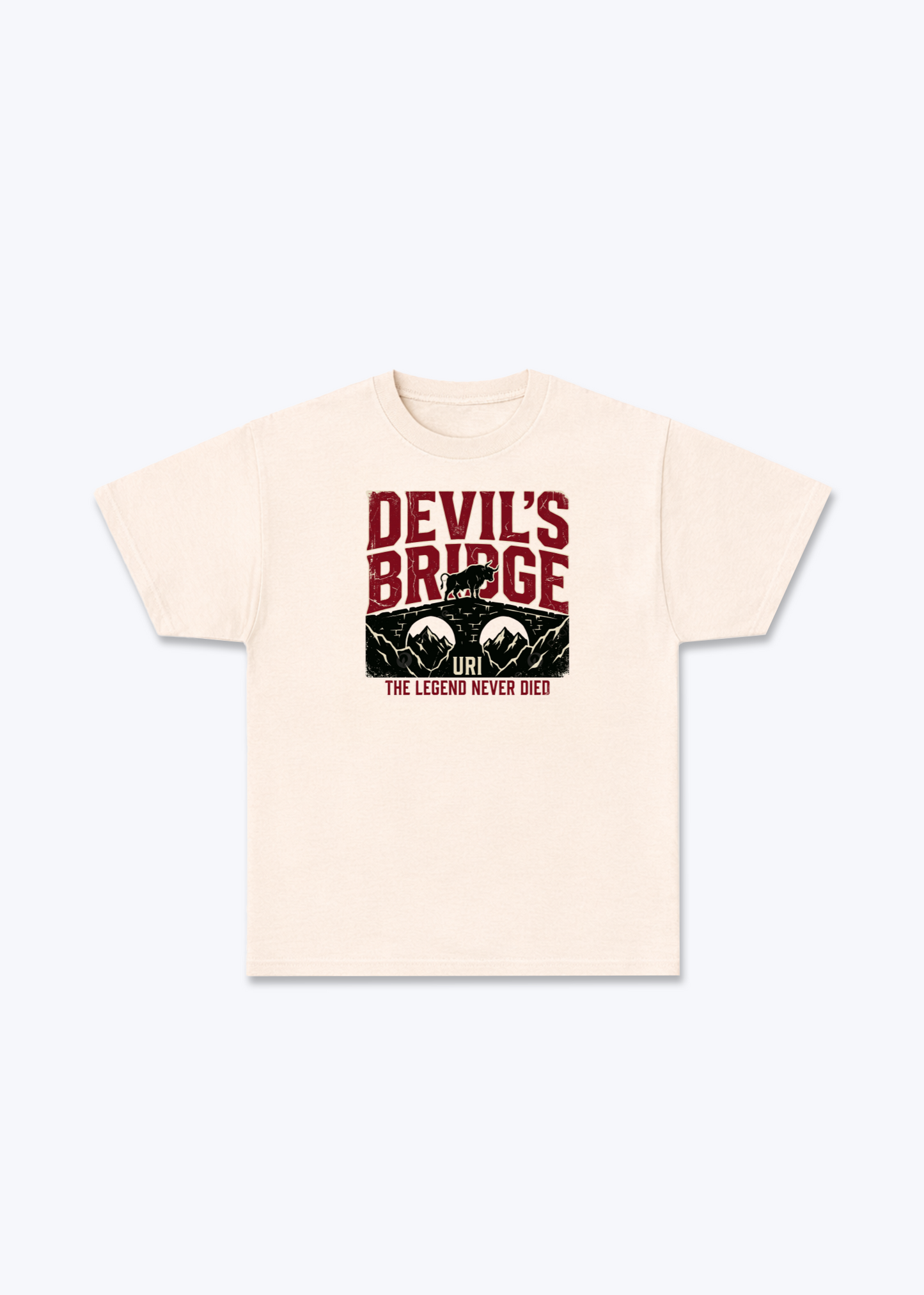 Uri Devils Bridge Tee - Beige Front (Designed)