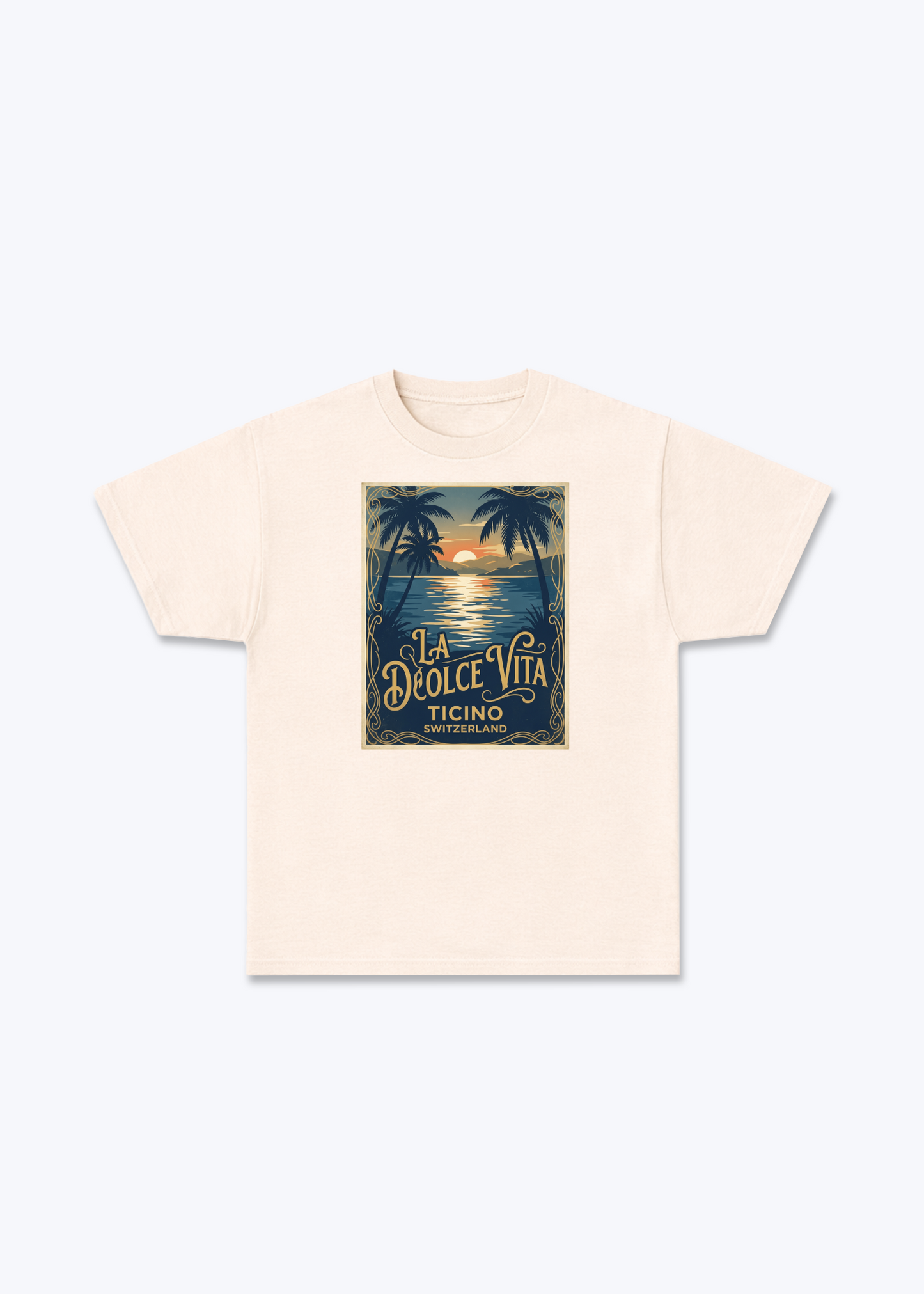 Tessin La Dolce Vita Tee - Beige Front (Designed)
