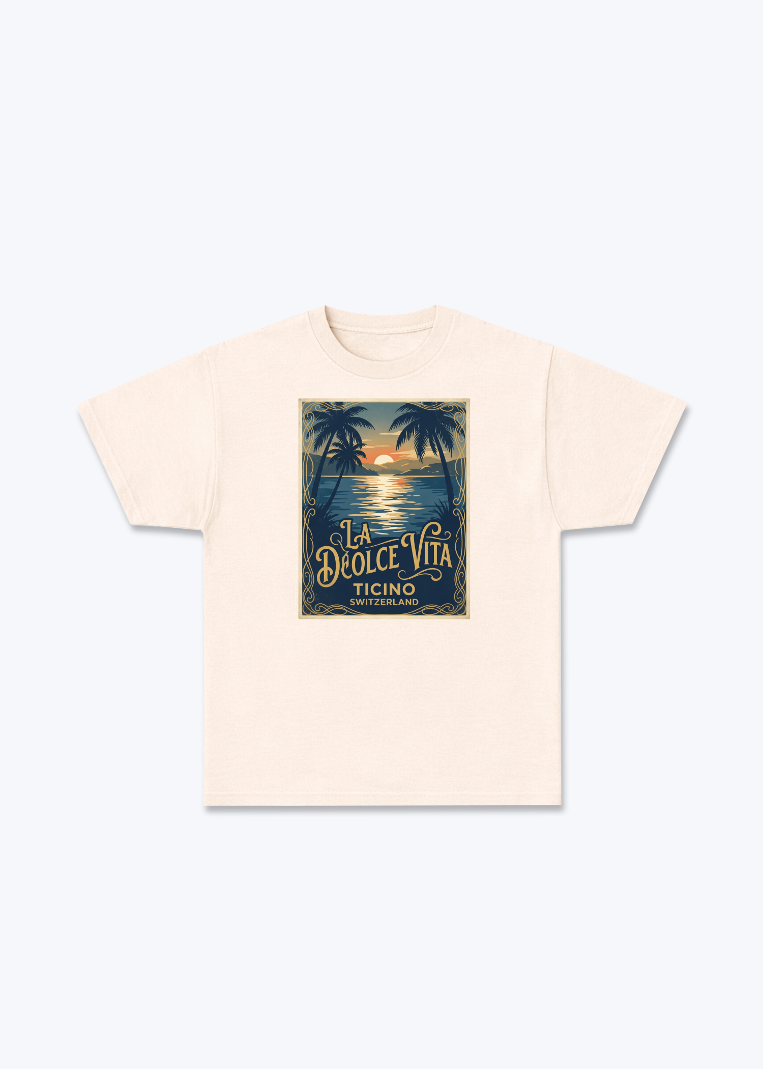 Tessin La Dolce Vita Tee - Beige Front (Designed)