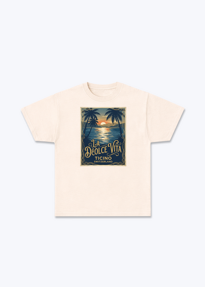 Tessin La Dolce Vita Tee - Beige Front (Designed)