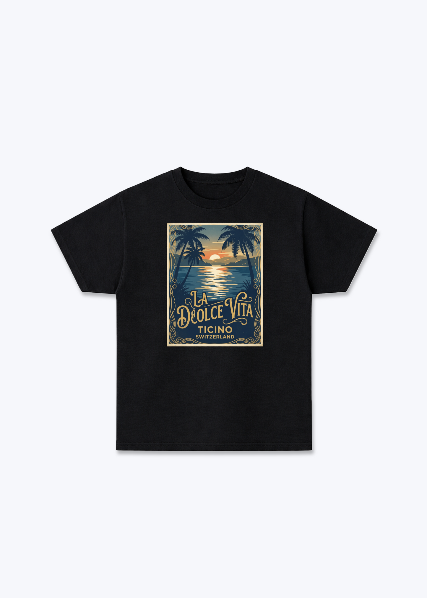 Tessin La Dolce Vita Tee - Black Front (Designed)