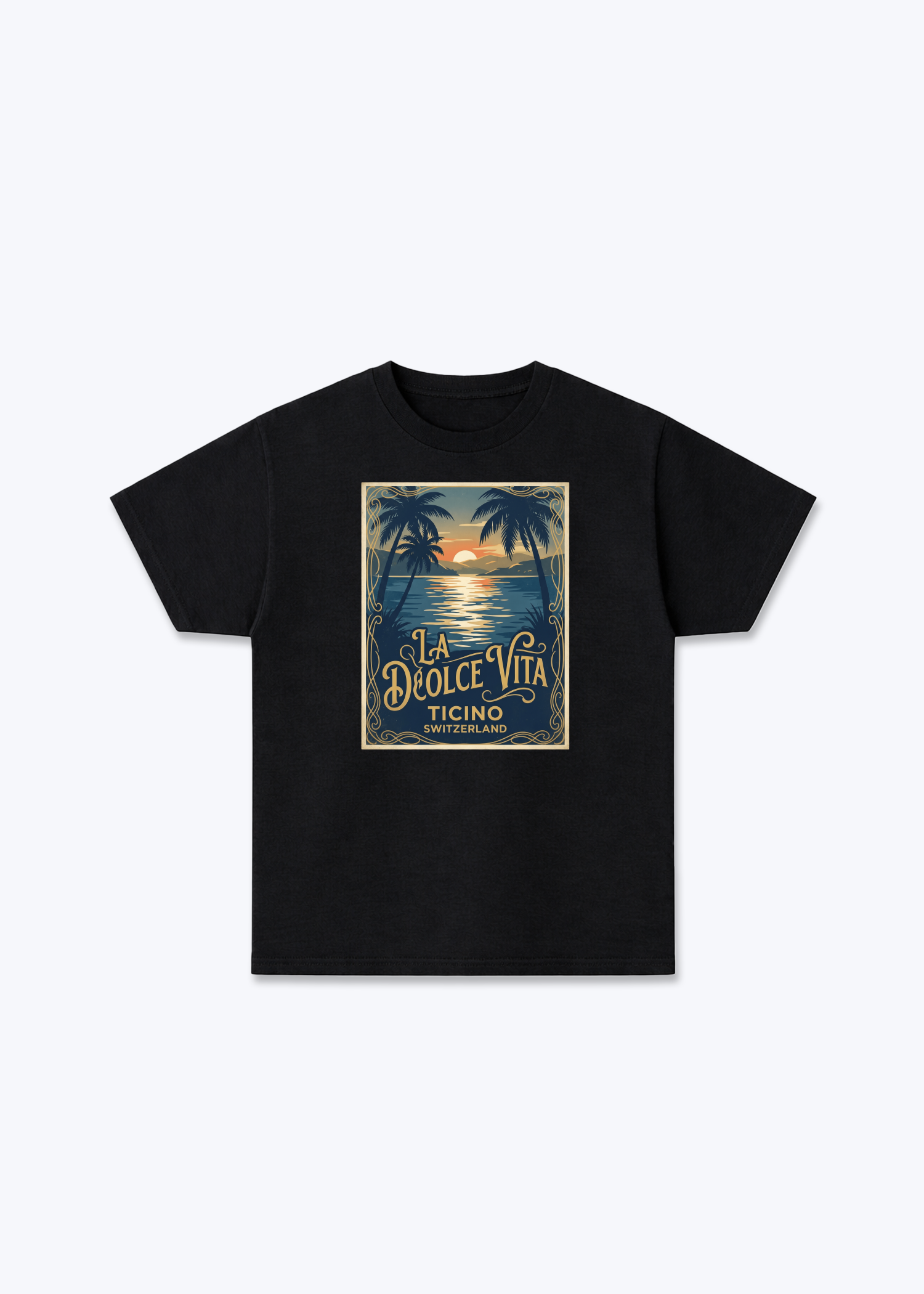 Tessin La Dolce Vita Tee - Black Front (Designed)