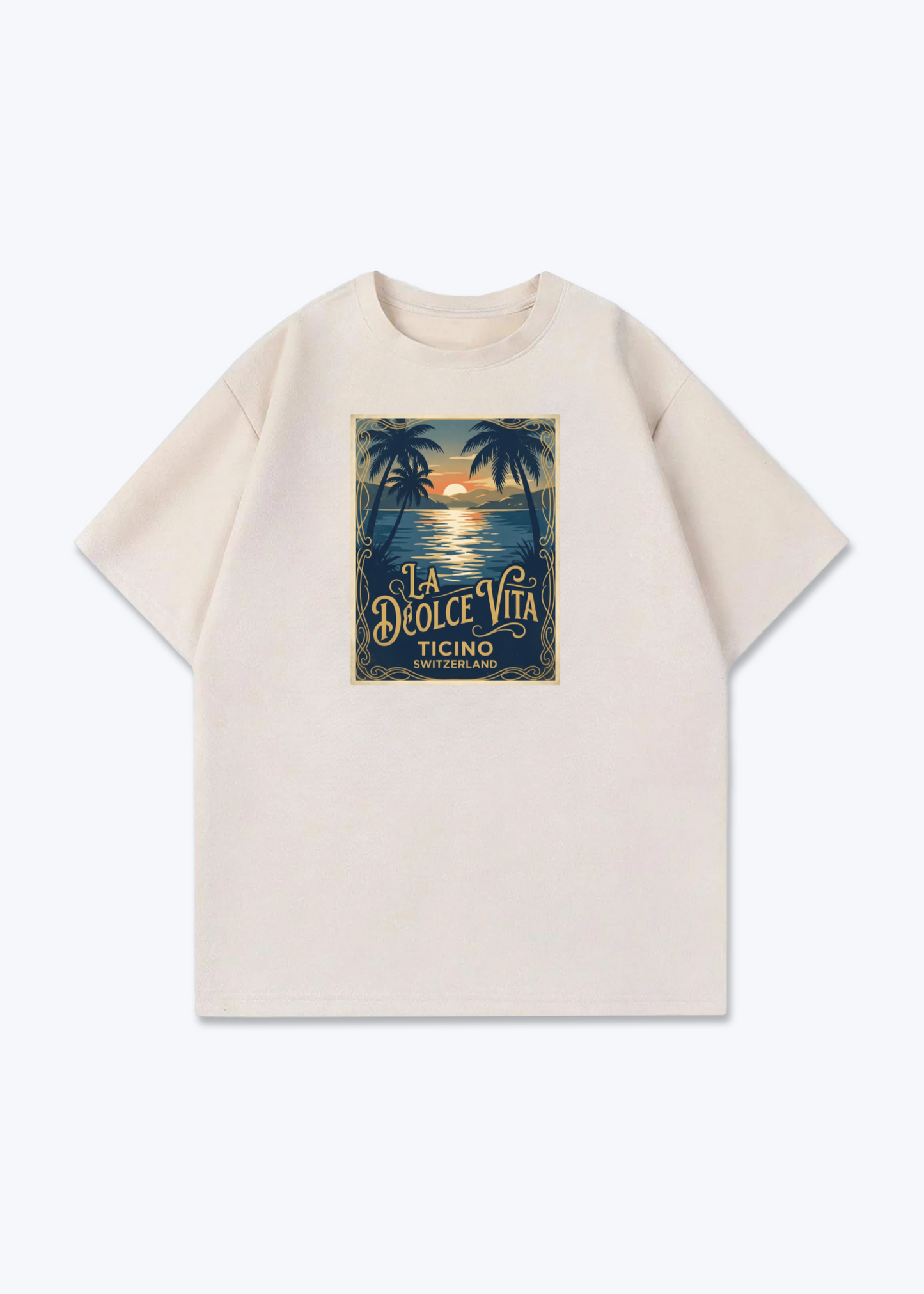 Tessin La Dolce Vita Tee - Beige Front (Designed)