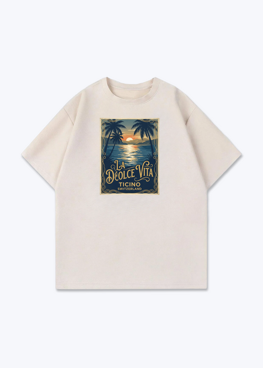 Tessin La Dolce Vita Tee - Beige Front (Designed)
