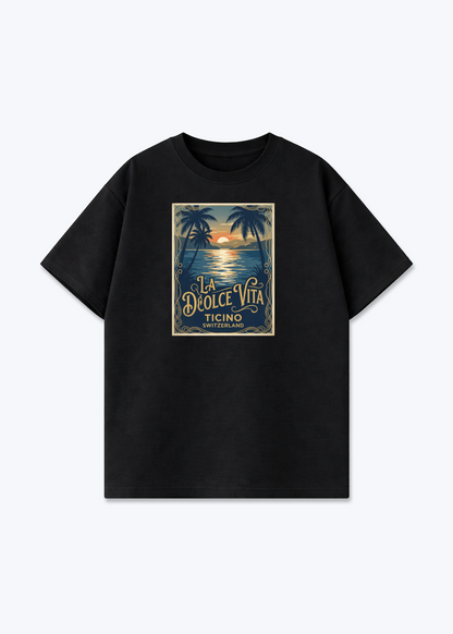 Tessin La Dolce Vita Tee - Black Front (Designed)