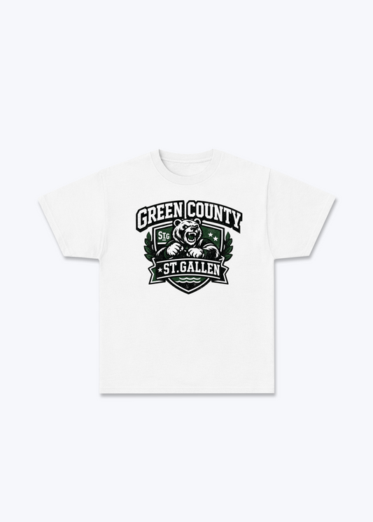St.Gallen Green Country Tee - White Front (Designed)