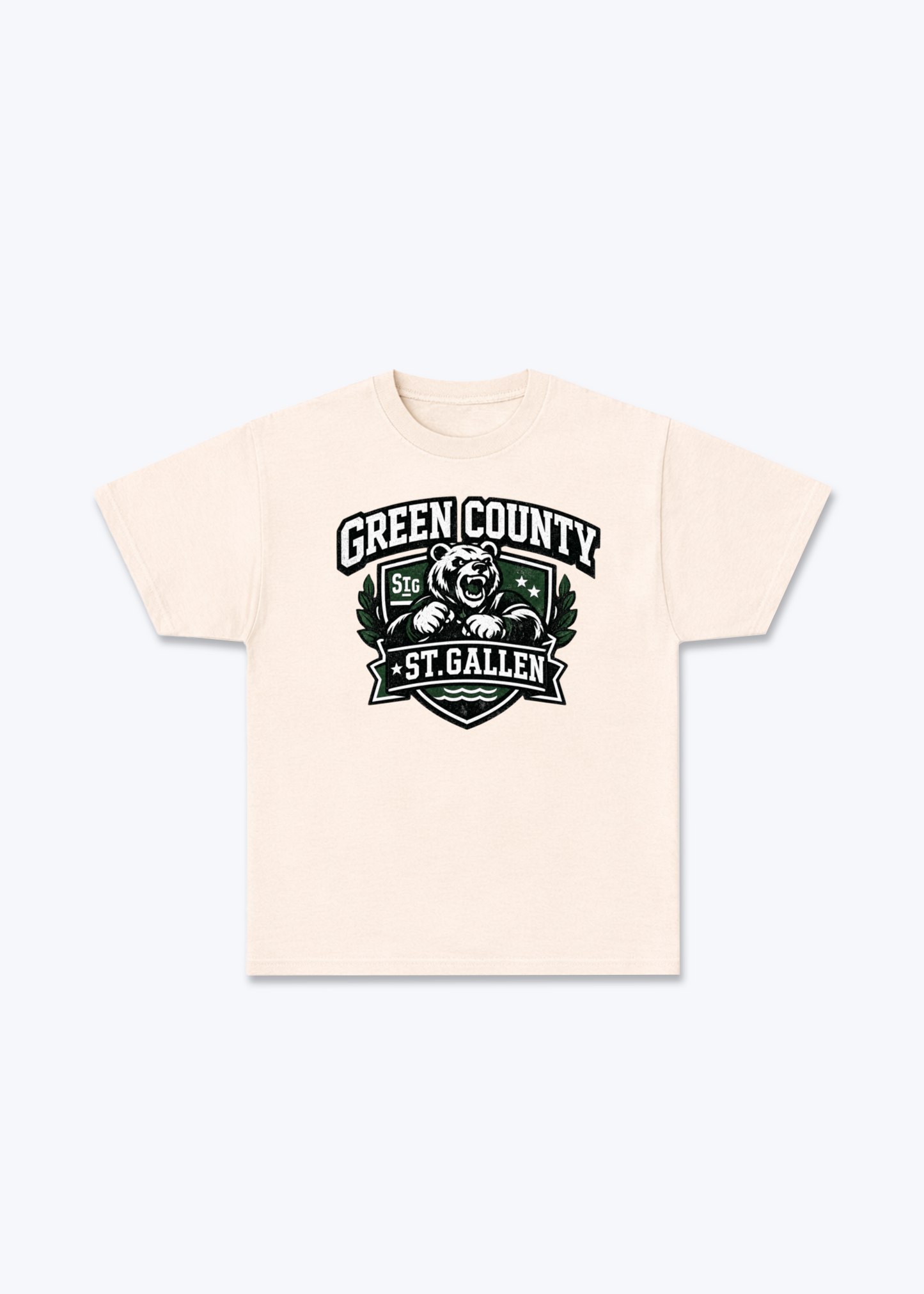 St.Gallen Green Country Tee - Beige Front (Designed)