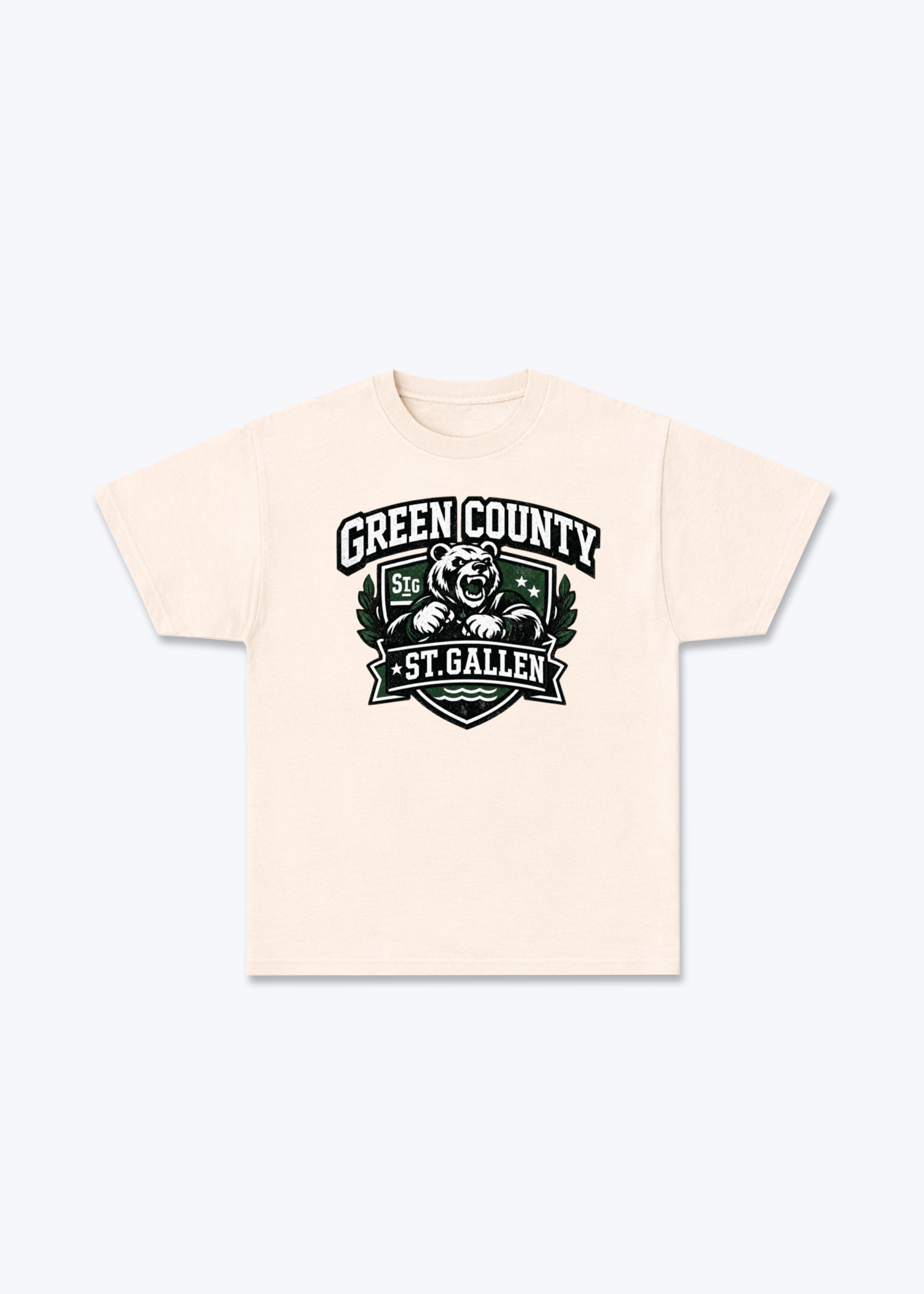St.Gallen Green Country Tee - Beige Front (Designed)